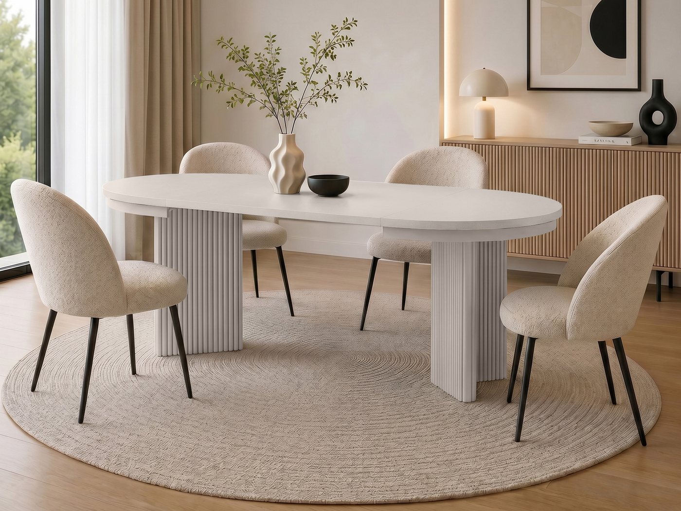 Beautysofa Esstisch PRESTIGE runder Design-Tisch ausziehbar Ø 100–180 cm oder Ø 120–200 cm (Metallbeinen, hitze- und verfärbung beständig), verschiedene Farben