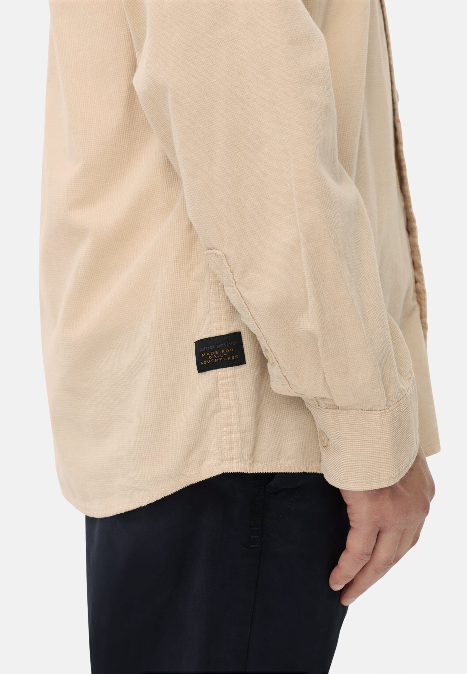 camel active Langarmhemd mit aufgesetzten Taschen Langarm Kentkragen