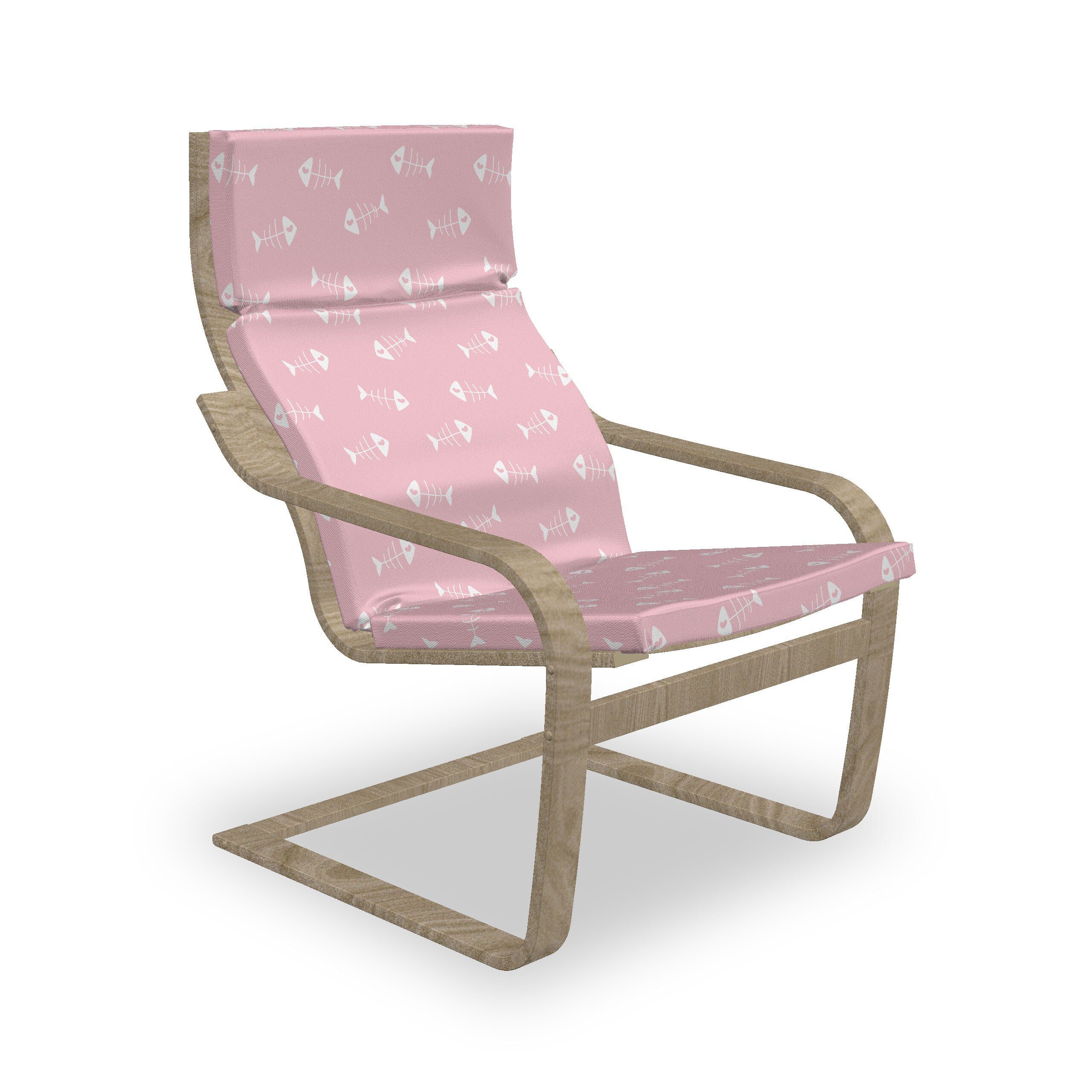 Abakuhaus Stuhlkissen Sitzkissen mit Stuhlkissen mit Hakenschlaufe und Reißverschluss, Pink und Weiß Fischgräten-Herzen
