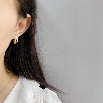Mrichbez Klappcreolen Ein Paar doppellagige Ohrringe für Damen, schlicht und vielseitig (1-tlg)