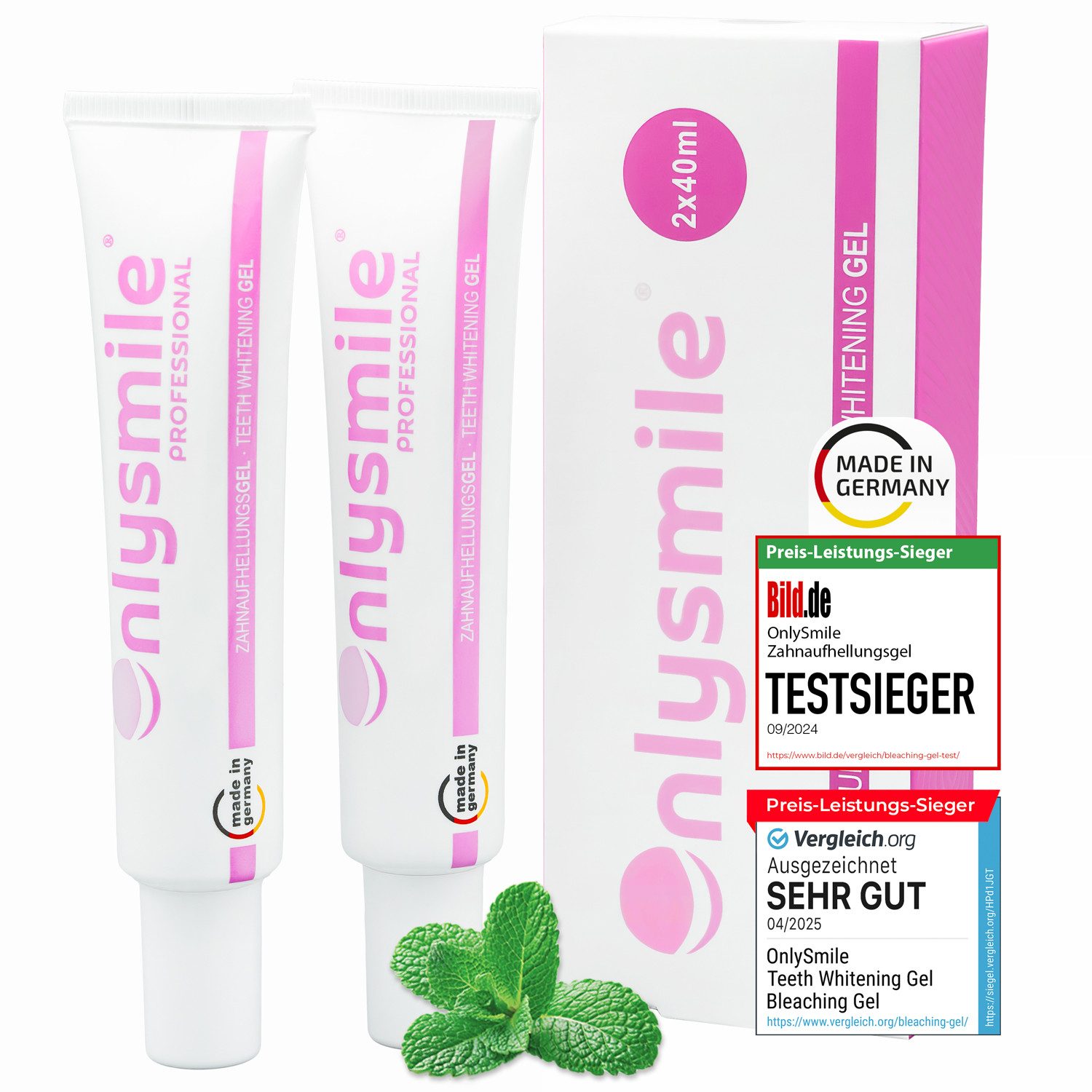 OnlySmile Zahnbleaching-Gel Zahnaufhellung Gel - Testsieger - Teeth Whitening Gel für Weiße Zähne, Zahnaufhellung, Bleaching Gel, Aufhellen, Weiße Zähne