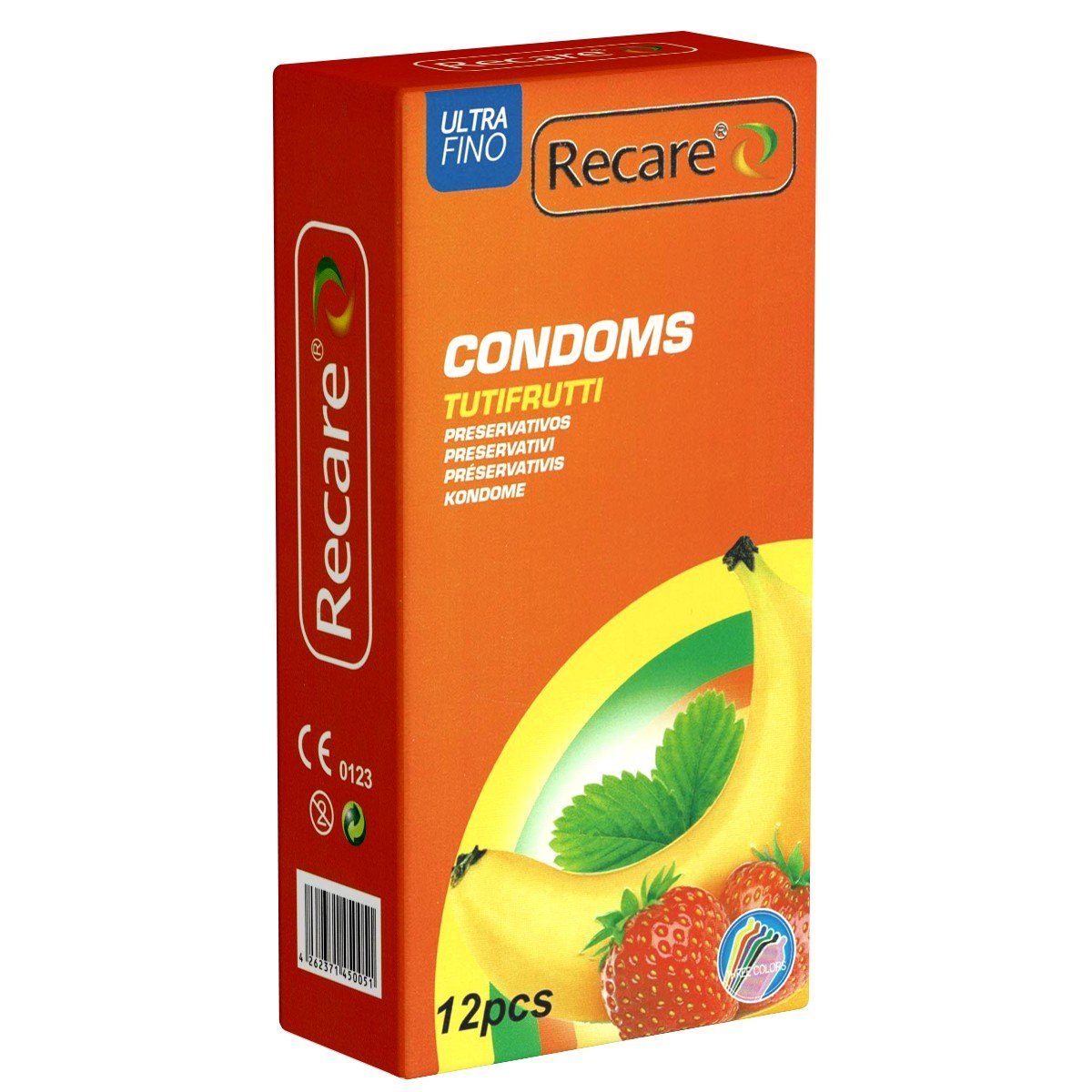 Recare Kondome Tuttifrutti - fruchtige Kondome Packung mit, 12 St., Kondome in drei verschiedenen Sorten