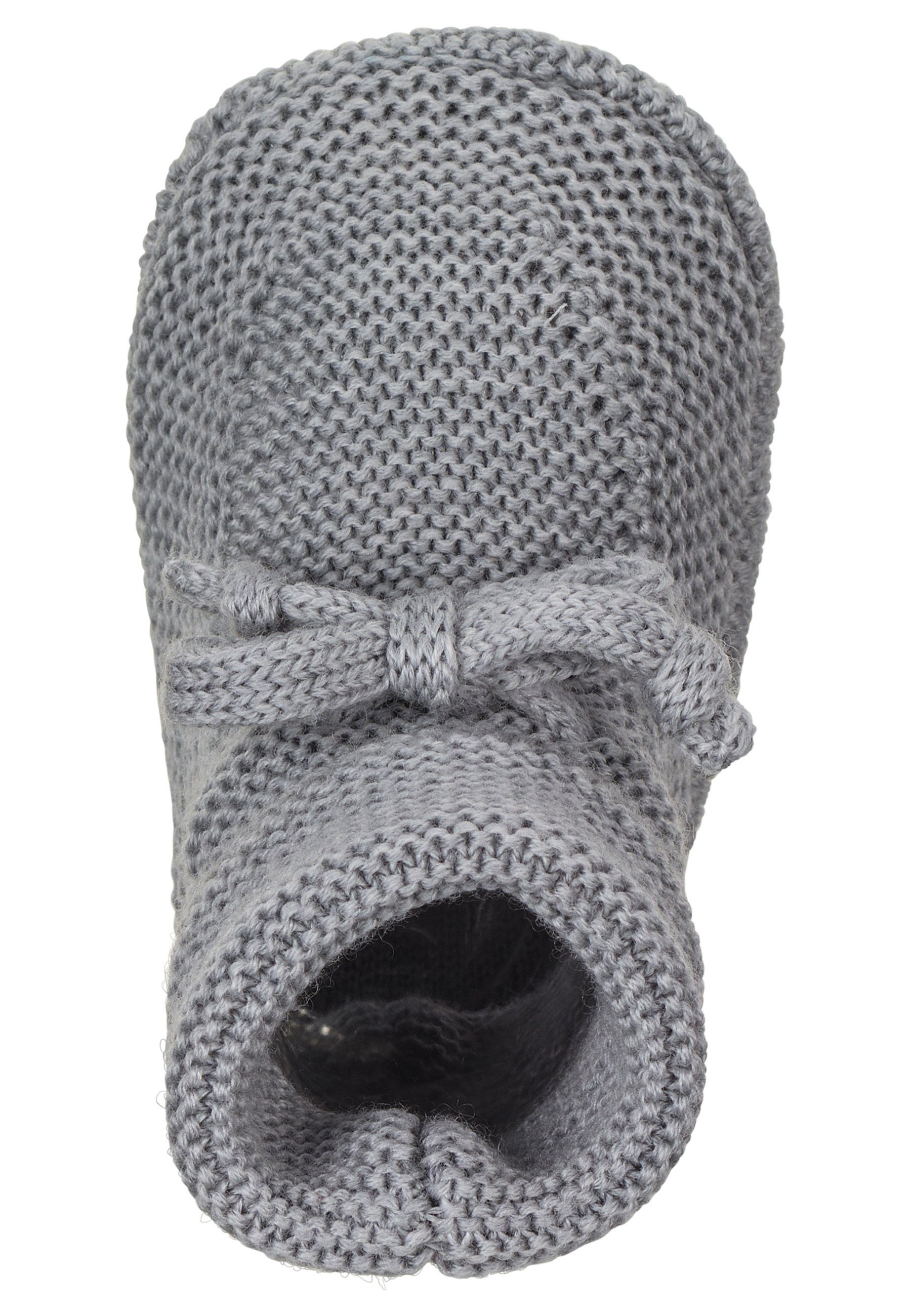 Merinowolle Strick mit Schuhe Strick-Schuh Baby Schuh - Strickschuhe Weitenregulierungsbändern - Jungen - aus Outdoorschuh - - silber Winter Baby Strick-Schuh melange (1-tlg) Stoffschuh Stoffschuhe Baby Sterntaler®