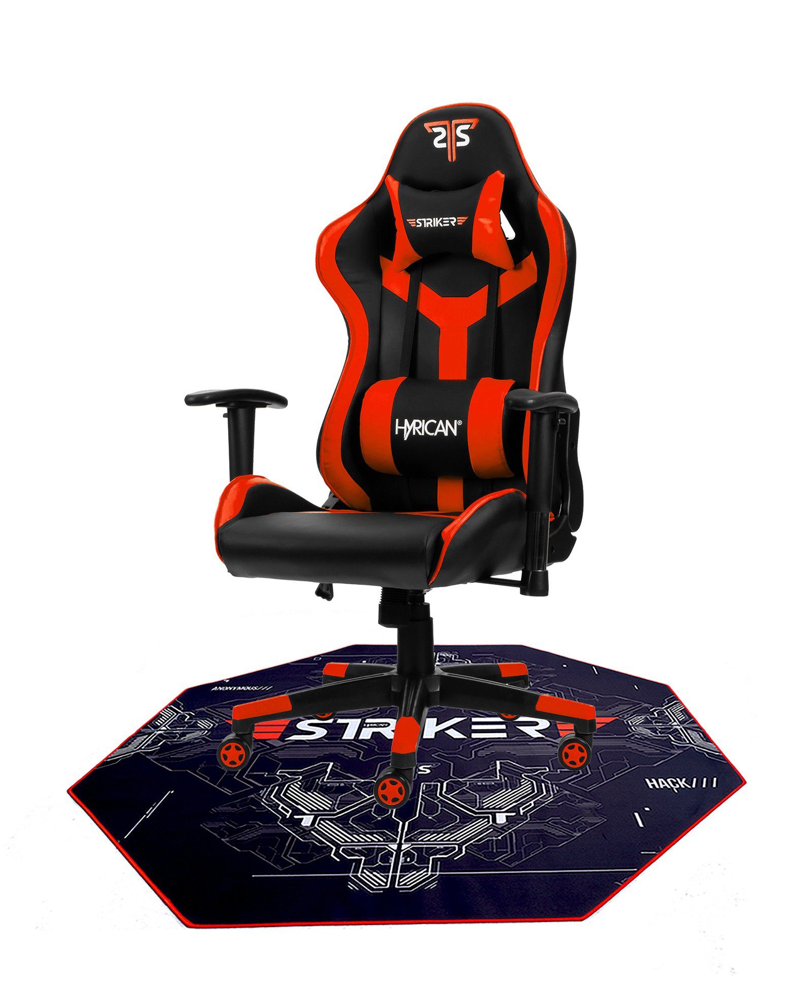 Hyrican Gaming-Stuhl Striker Gaming-Stuhl "Copilot" Gamingstuhl + Stuhlunterlage, Bodenschutzmatte 1100x1100x2mm