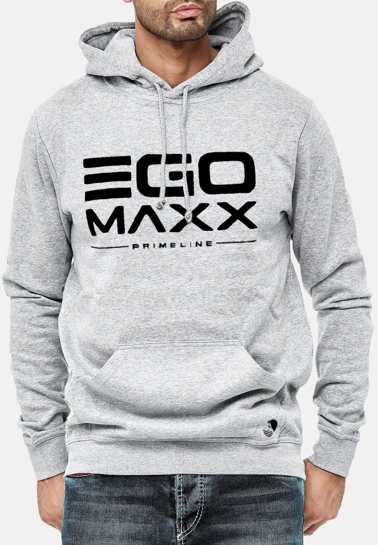 Egomaxx Hoodie Kapuzenpullover Hoodie EGO Sweater Sweatjacke Design (1-tlg) 3042 in Grau