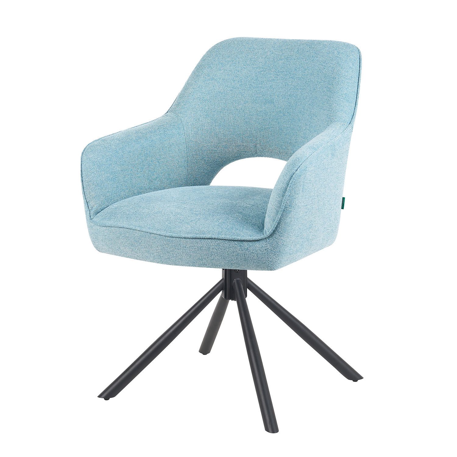 DUBI Möbel Polsterstuhl Mika-Ben, Federkern, pulverbeschichtet, 360° drehbar im 2er-Set