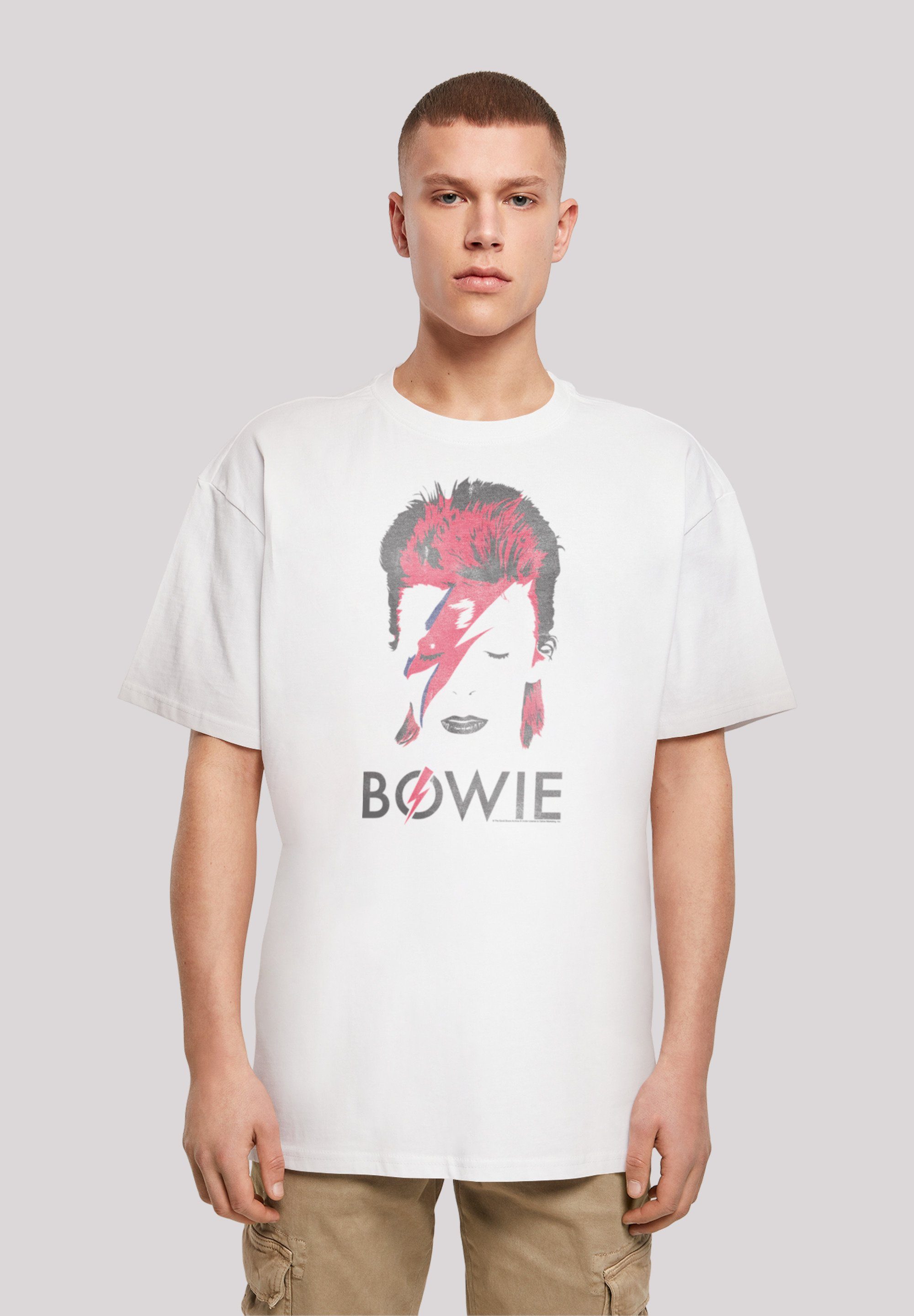 F4NT4STIC T-Shirt David Bowie Aladdin Sane Distressed Print weiß