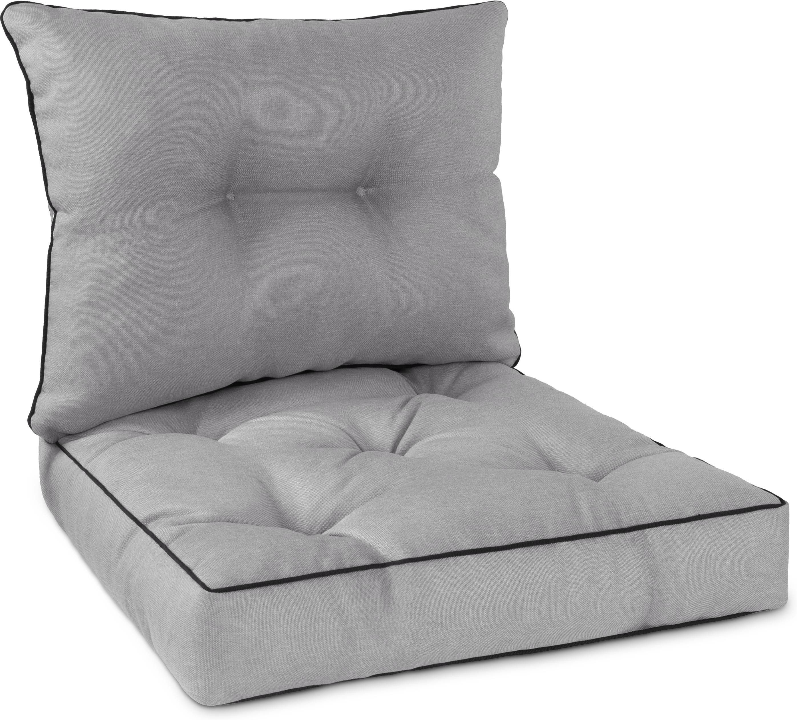Aspero Sitzauflage Set Stuhl- und Rückenkissen 50x50 cm & 50x40 cm, Gepolsterte Outdoor Kissen Set mit Steppung