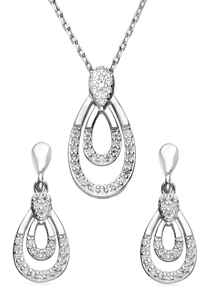 Schmuckset 925 Silber Halskette 43+3cm hängende Ohrringe Anhänger