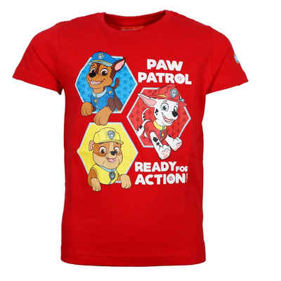 PAW PATROL Print-Shirt Paw Patrol Chase Marshall Kinder Jungen kurzarm T-Shirt Shirt Gr. 98 bis 128, 100% Baumwolle
