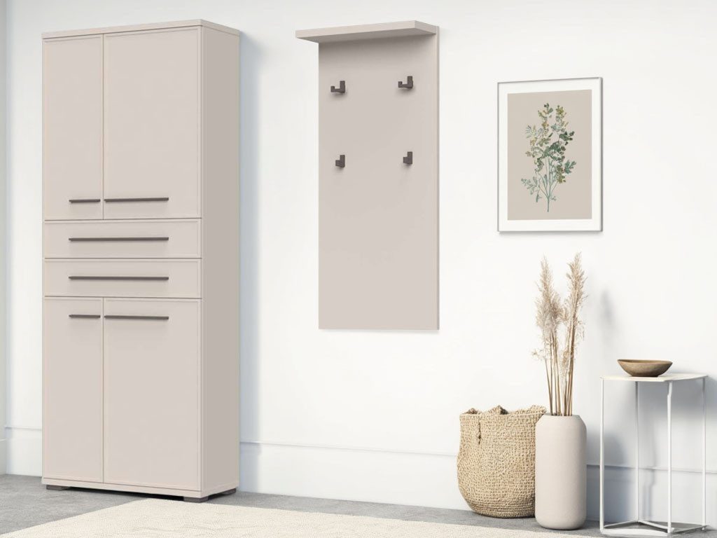 OTTO home Garderobenpaneel Opera, Wandregal, mit Haken, mit Regal, in Kaschmirfarbe, Wandgarderobe, Aufhänger, Höhe 100cm, mit 4 Hakken