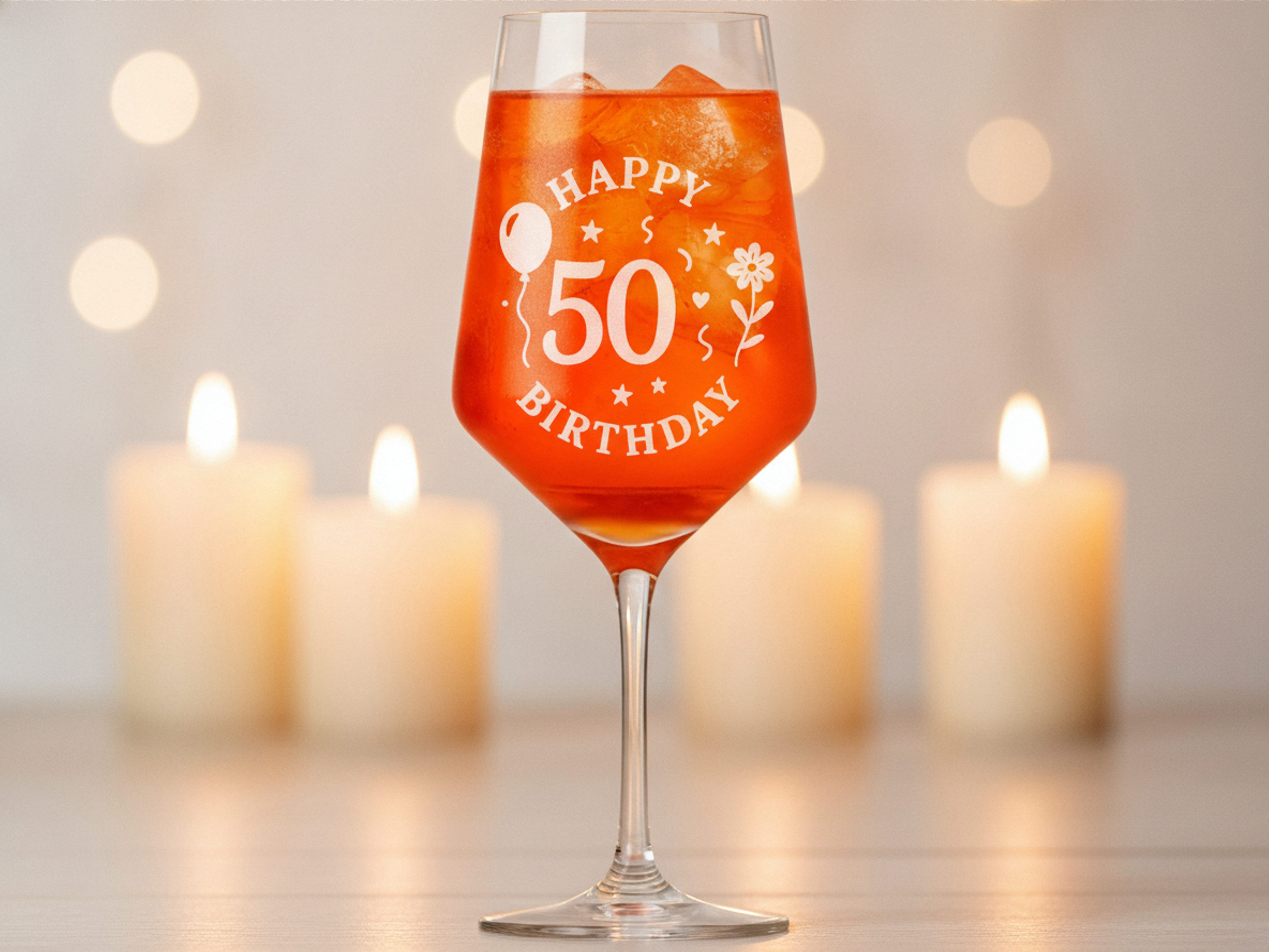 Valhalla Weinglas Gravur Happy Birthday 50 Geburtstag 350ml, 1-tlg., Glas, Atemberaubende Darstellung – Bild 2 von 5
