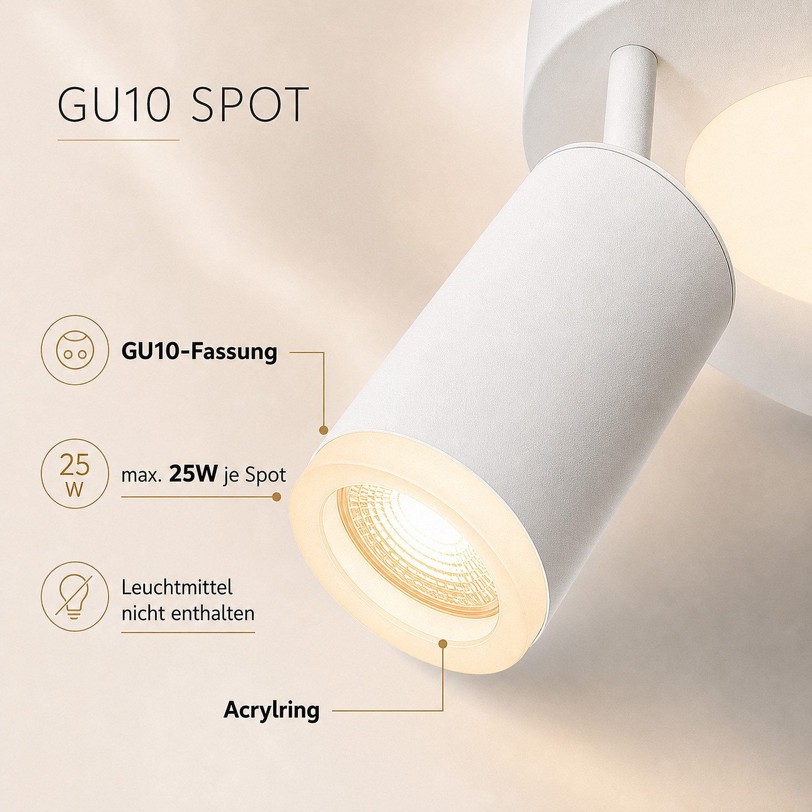 Nettlife Deckenstrahler Schwarz Schlafzimmer GU10 2/3/4 Flammig 20W 3000k Küchenlampe, Schwenkbar 350°, LED wechselbar, Metall Schwenkbar Flurlampe für Schlafzi – Bild 4 von 5