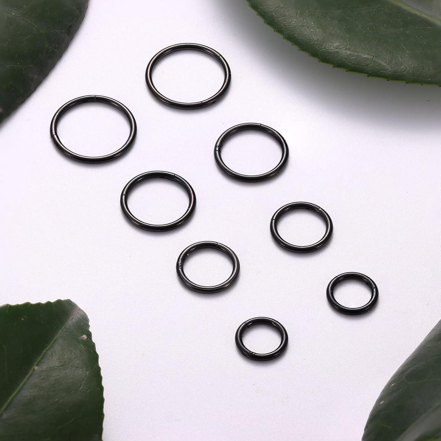 LuxusKollektion Nasenpiercing Nasenpiercing Nasenring Septum Hoop Clicker Schwarz 18G-6 8 10 12mm