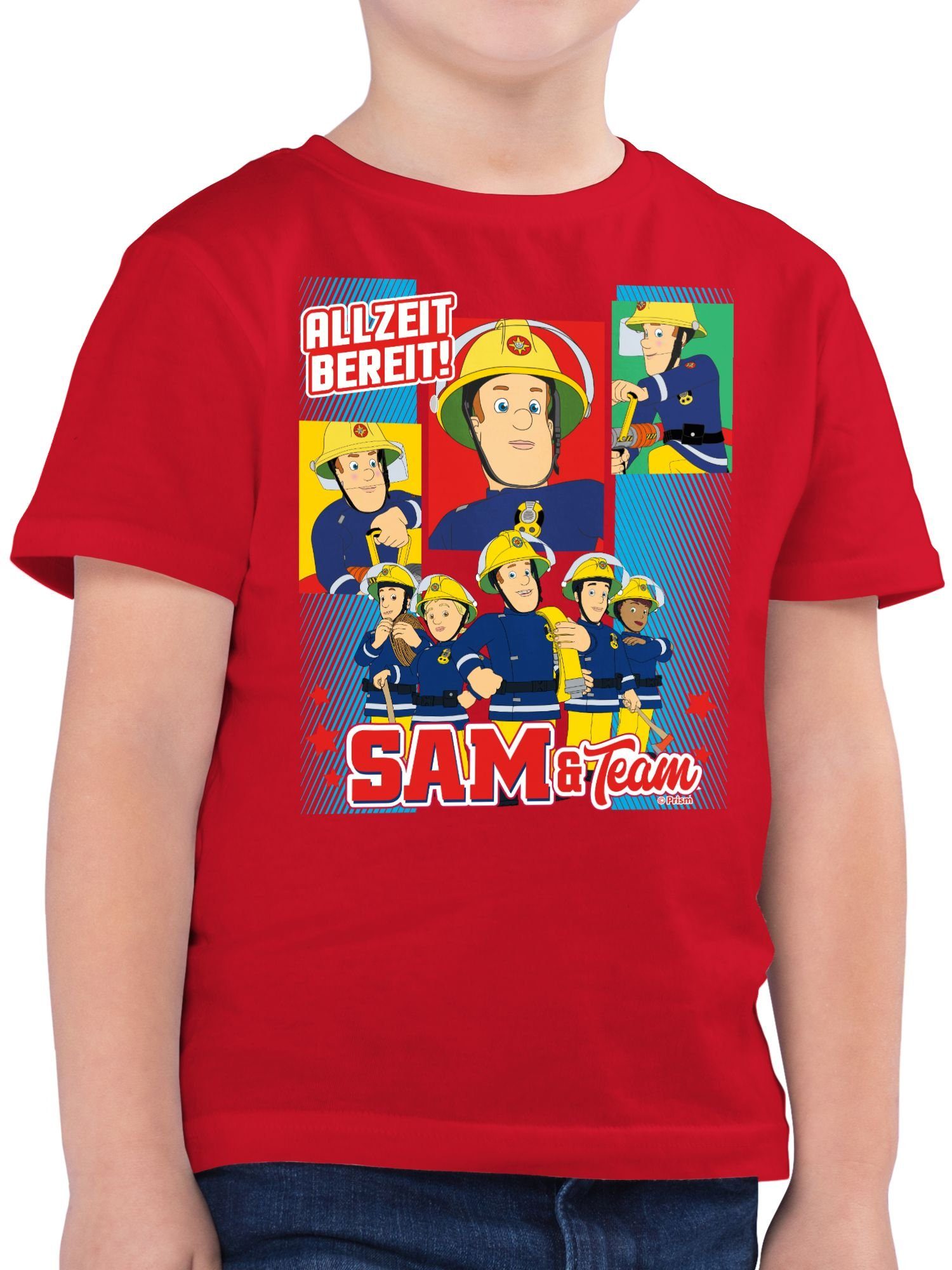 Shirtracer T-Shirt Allzeit bereit! - Sam & Team Feuerwehrmann Sam Jungen 01 Rot