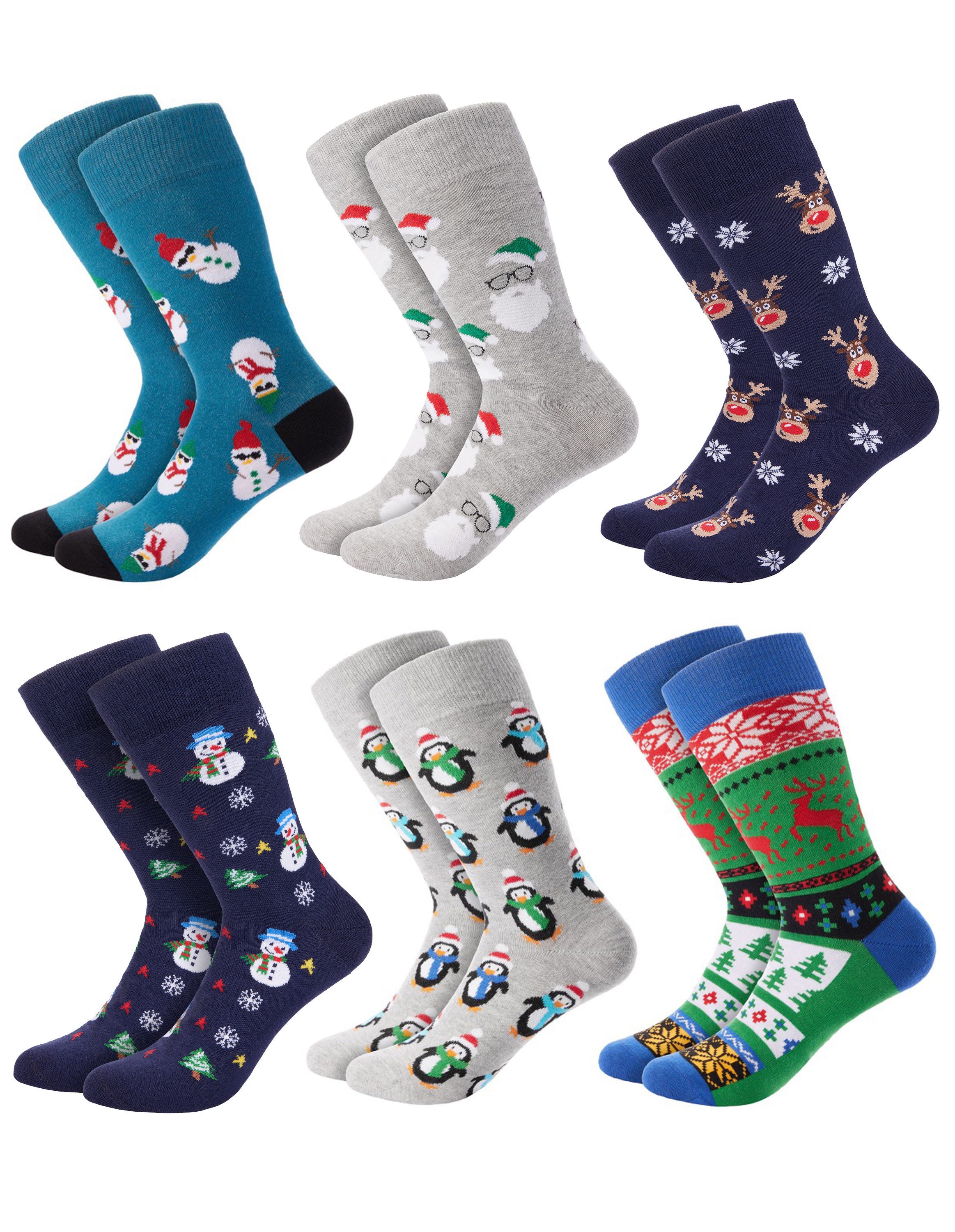 Socken 6 Paar Herren Weihnachtssocken - Lustige Socken Weihnachten 41-45