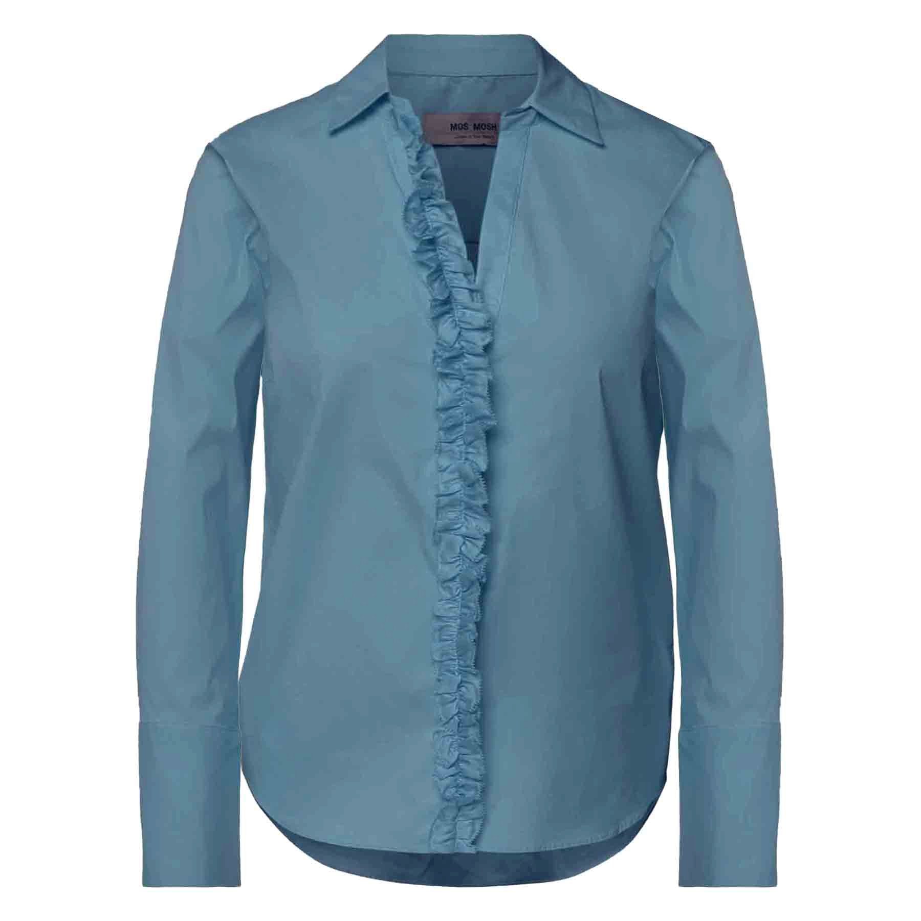 Mos Mosh Langarmbluse MOS MOSH Bluse SYBEL mit Baumwolle - Blue Shadow