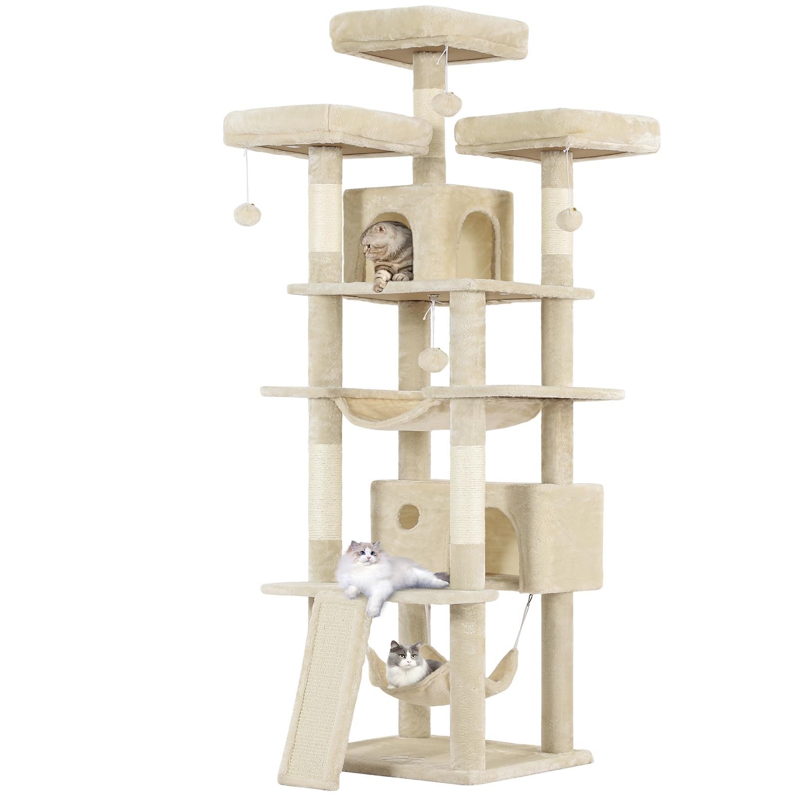 MSMASK Kratzbaum groß Katzenbaum, mit 3 Plattformen, 2 Höhlen, 194 cm hoch, günstig online kaufen