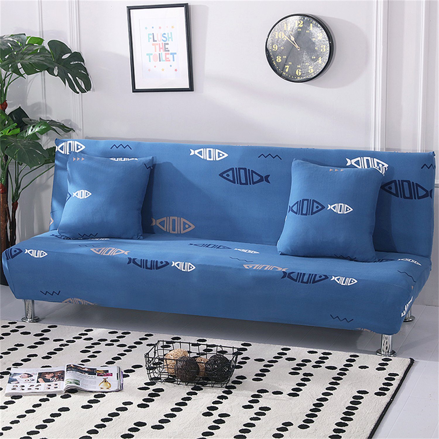 Couchbezug Blau-B Sofahusse, HOMEIDEAS, - Sofabezug 160-190CM