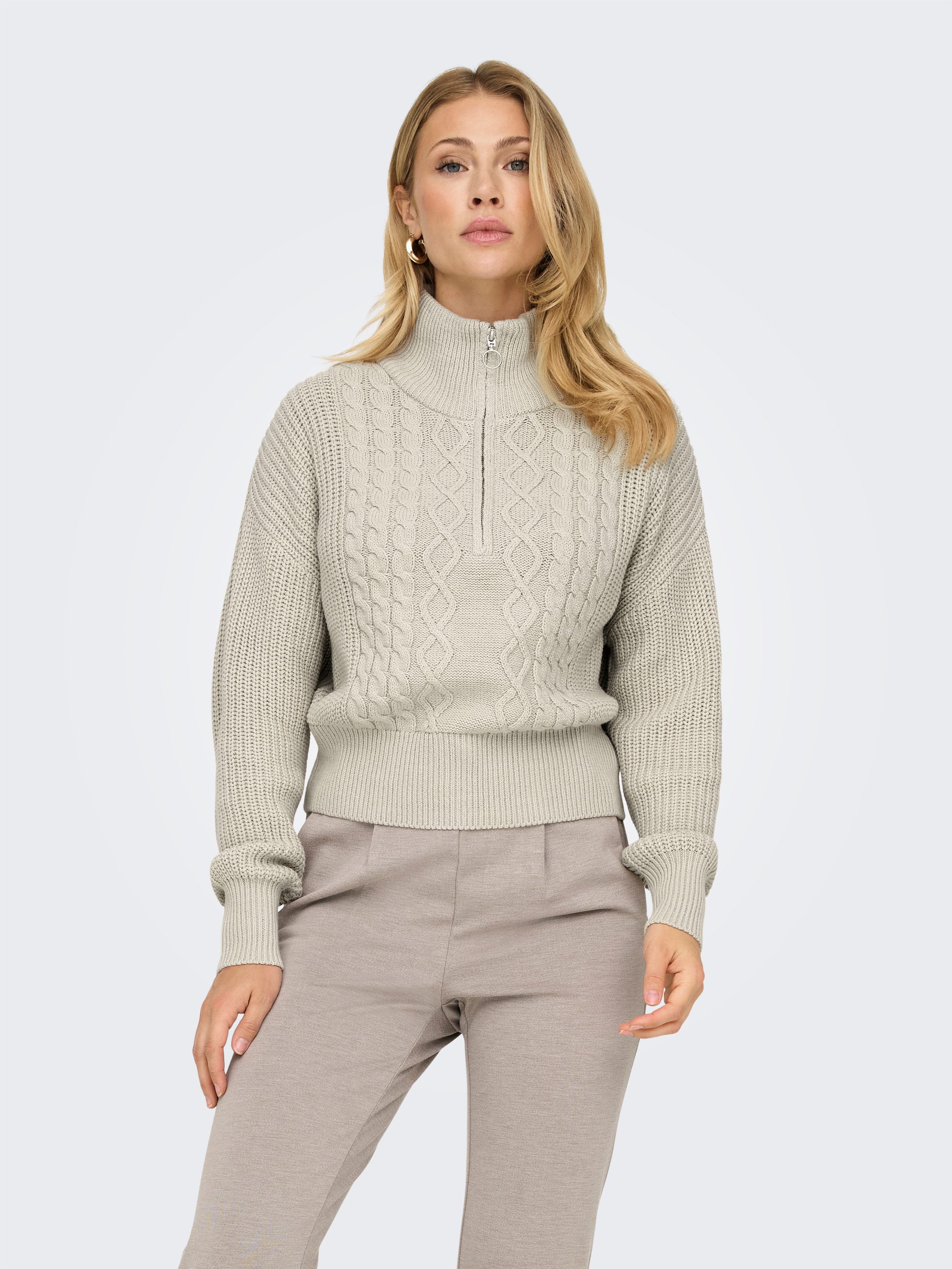 ONLY Stehkragenpullover ONLDORITTA LS CABLE ZIP HIG NECK KNT