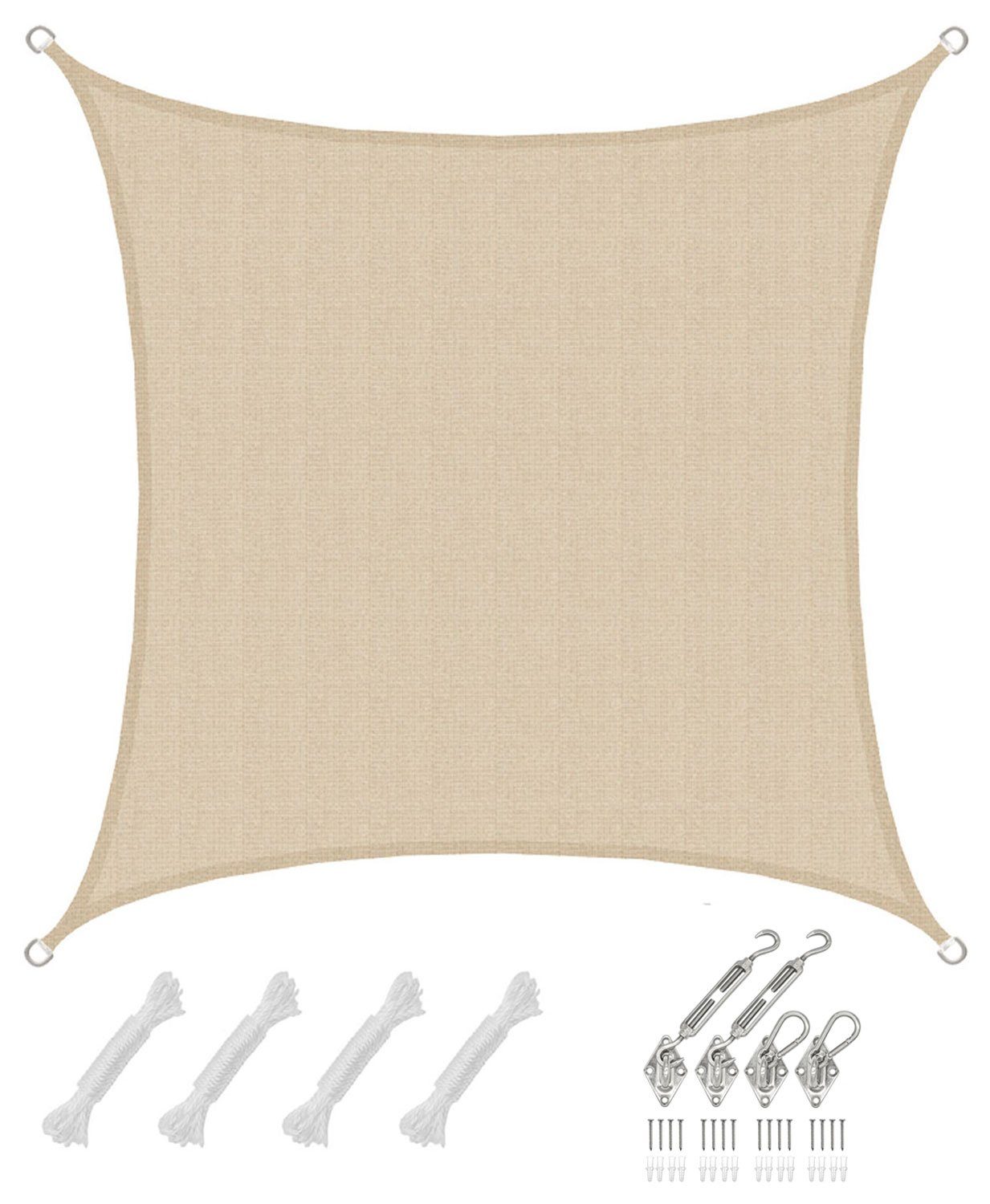 AMANKA Тенты mit Befestigung - 2 x 2 m Winddurchlässig für Garten, Terrasse, Balkon, Wasserdurchlässiges HDPE Защита от солнцаsegel - Überdachung Quadratisch