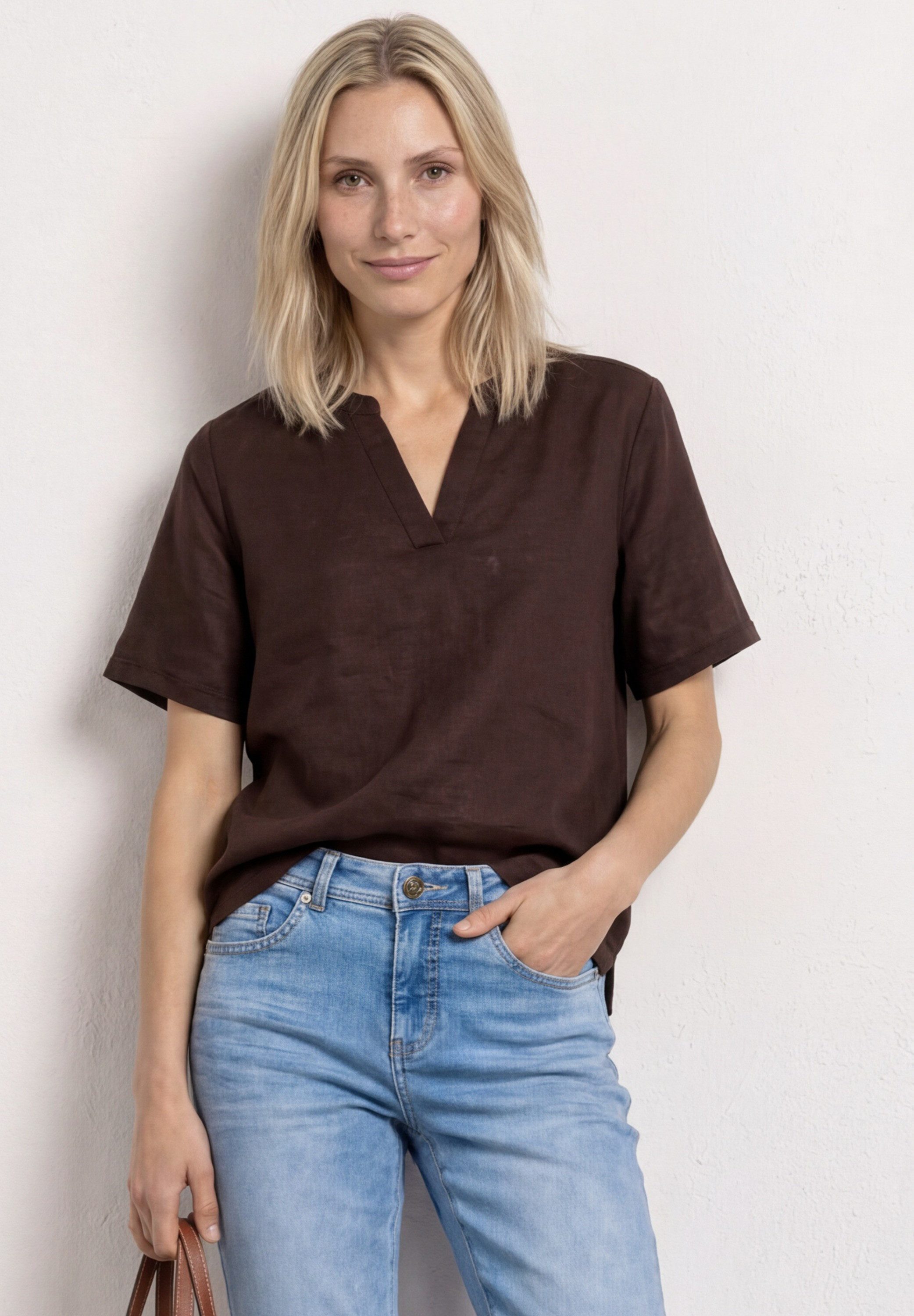 STREET ONE Shirtbluse mit Leinenanteil