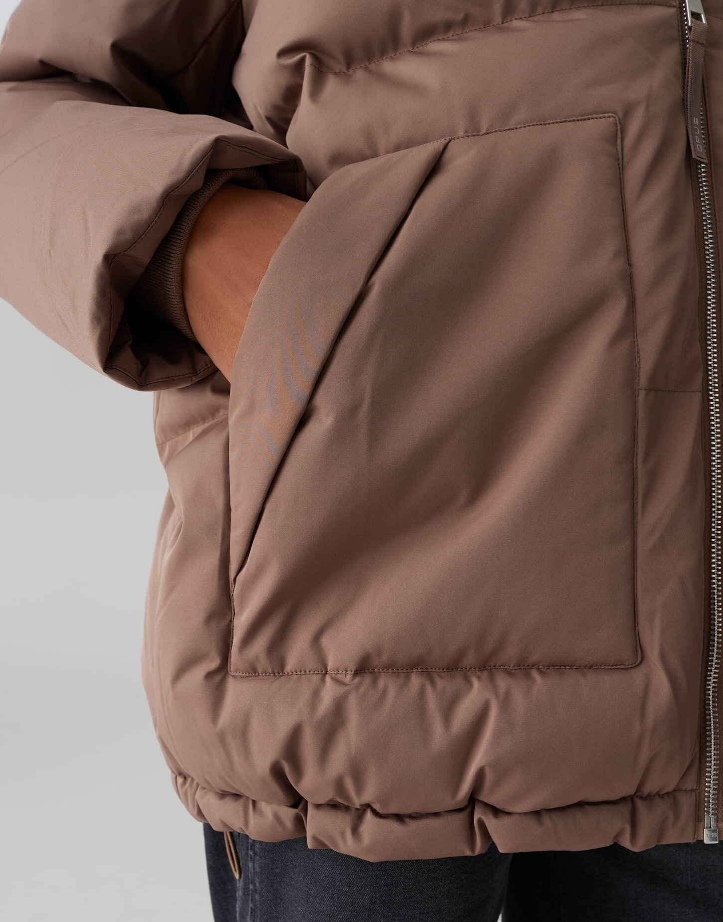 OPUS Steppjacke HILEEN mit Teddyfellkragen ovaler Schnitt, aufgesetzte Taschen vorne, Reißverschluss