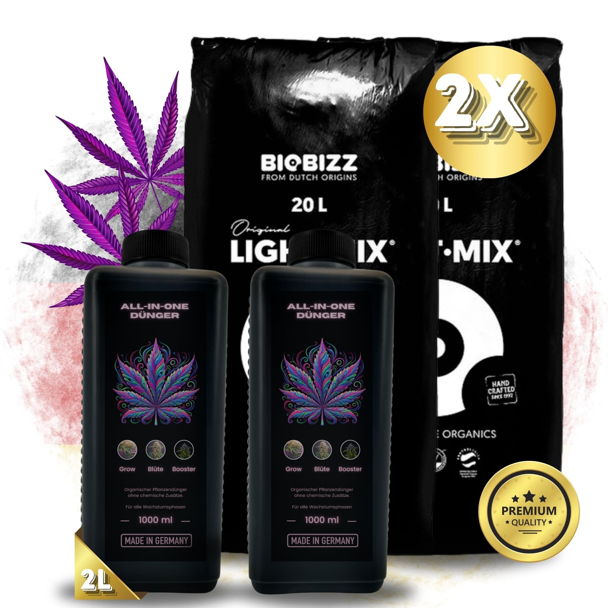 TronicXL Blumenerde 2x Biobizz Light Mix Grow Erde + Dünger Set Cannabis fü günstig online kaufen