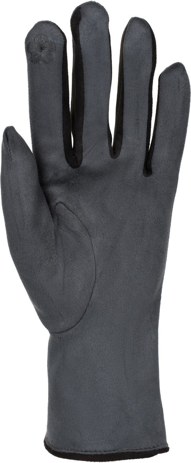 styleBREAKER Fleecehandschuhe Touchscreen Handschuhe Kontrast Dunkelgrau