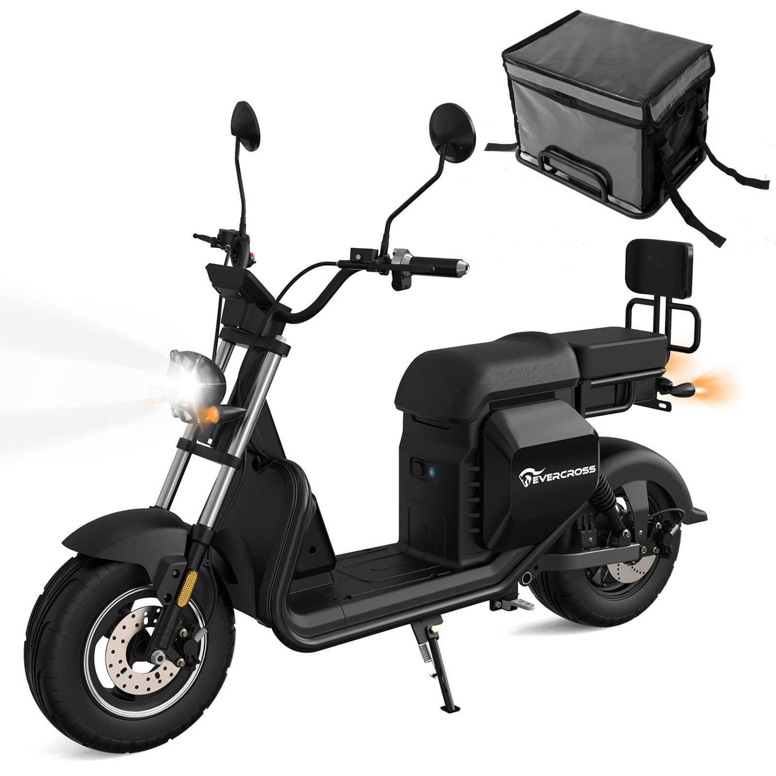 EVERCROSS TECH E-Motorroller 702, 60V-30Ah Lithium, AM-Führerschein, 2000 Watt, 85KM, 45 km/h, 2000,00 W, 45 km/h, LED-Anzeige, Blinker, Funkschlüssel, Alarmanlage, Doppelstoßdämpfer