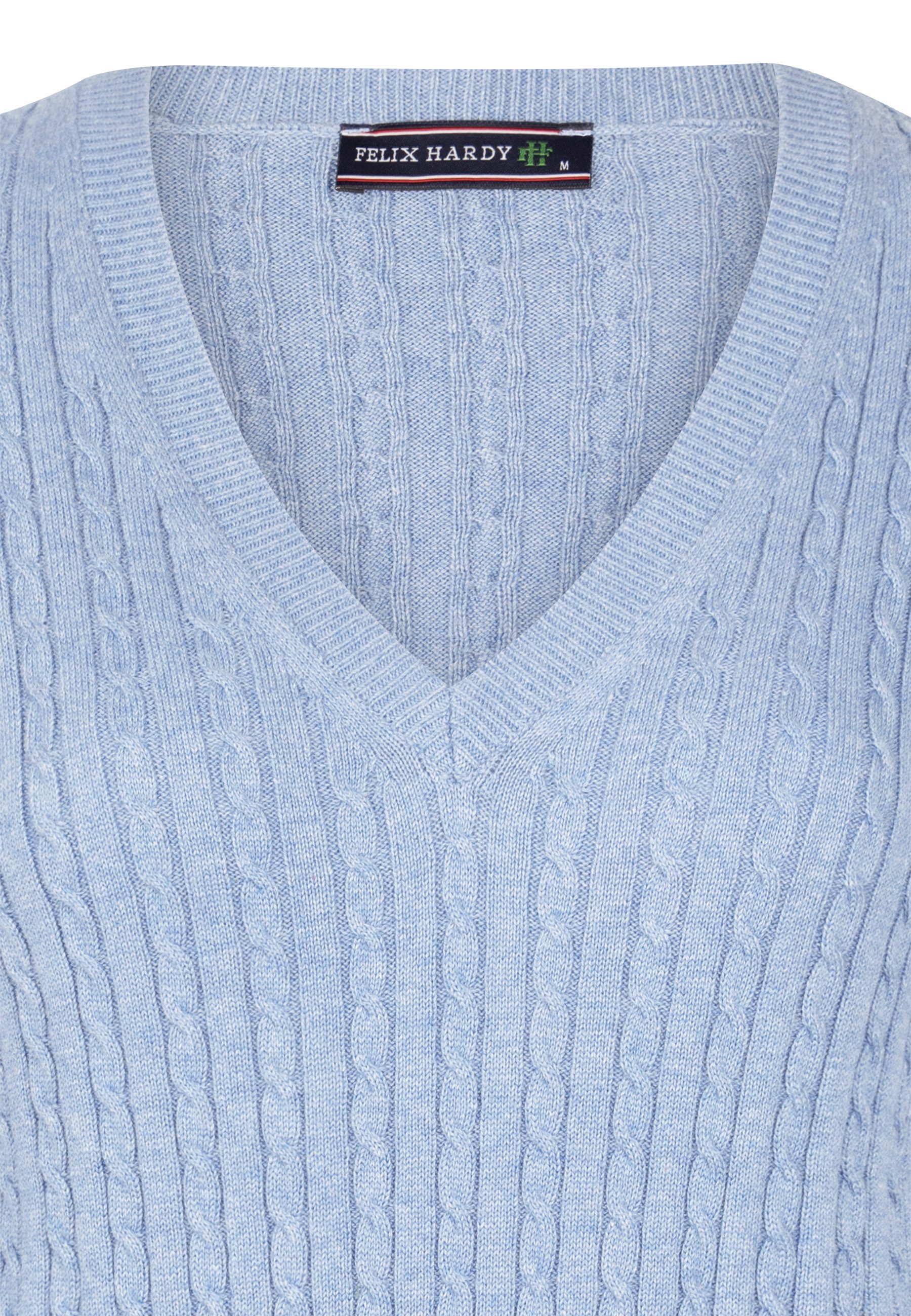 Felix Hardy V-Ausschnitt-Pullover Kabelstrick-Pullover mit V-Ausschnitt