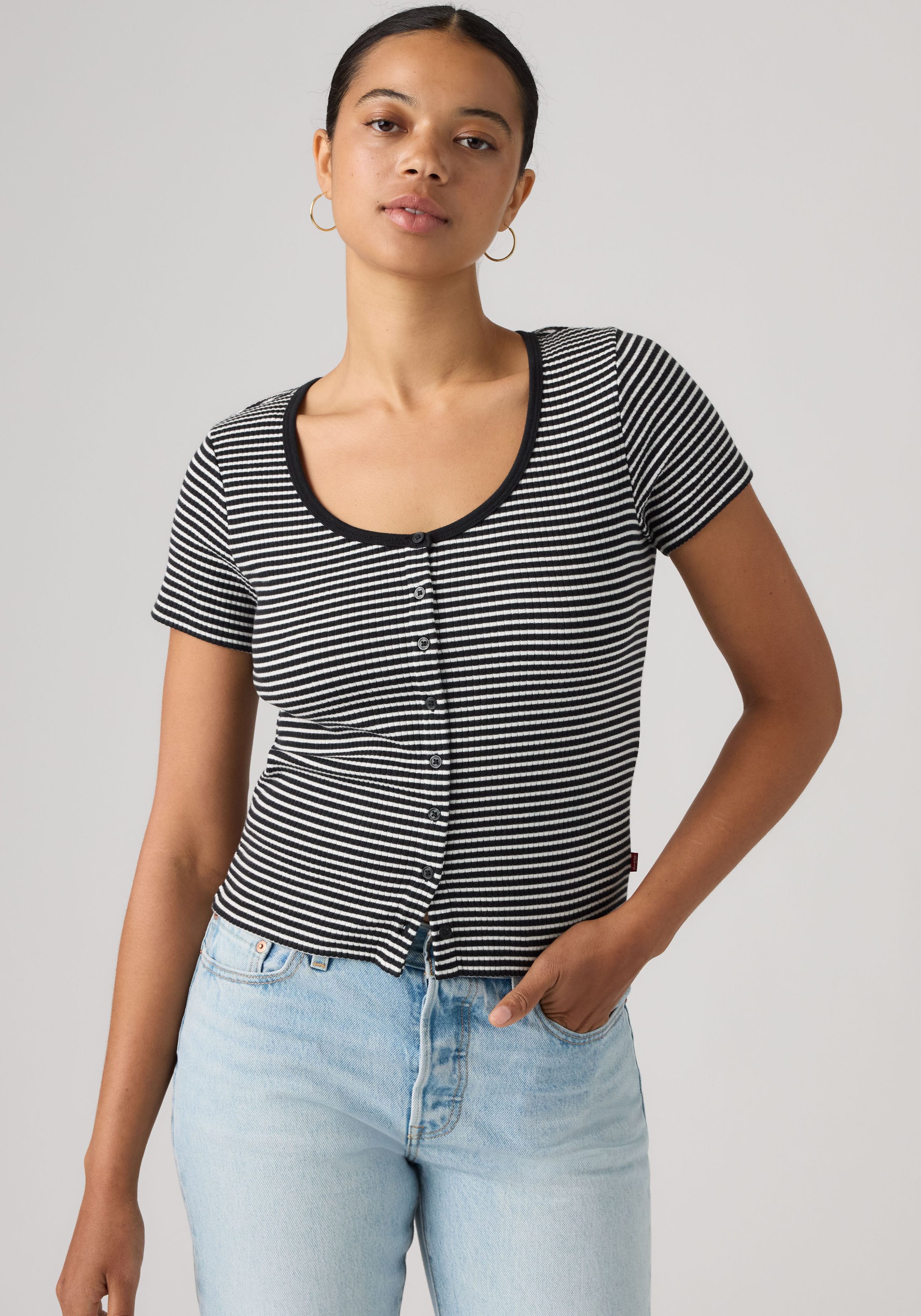 Levi's® T-Shirt AUSTEN BUTTON THROUGH SS Feinripp
