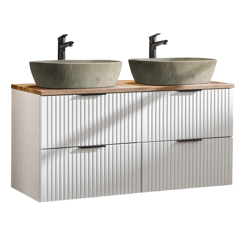 Lomadox Waschtisch ADELAIDE-56-WHITE, Waschtischunterschrank 120 cm matt weiß Keramik Waschbecken