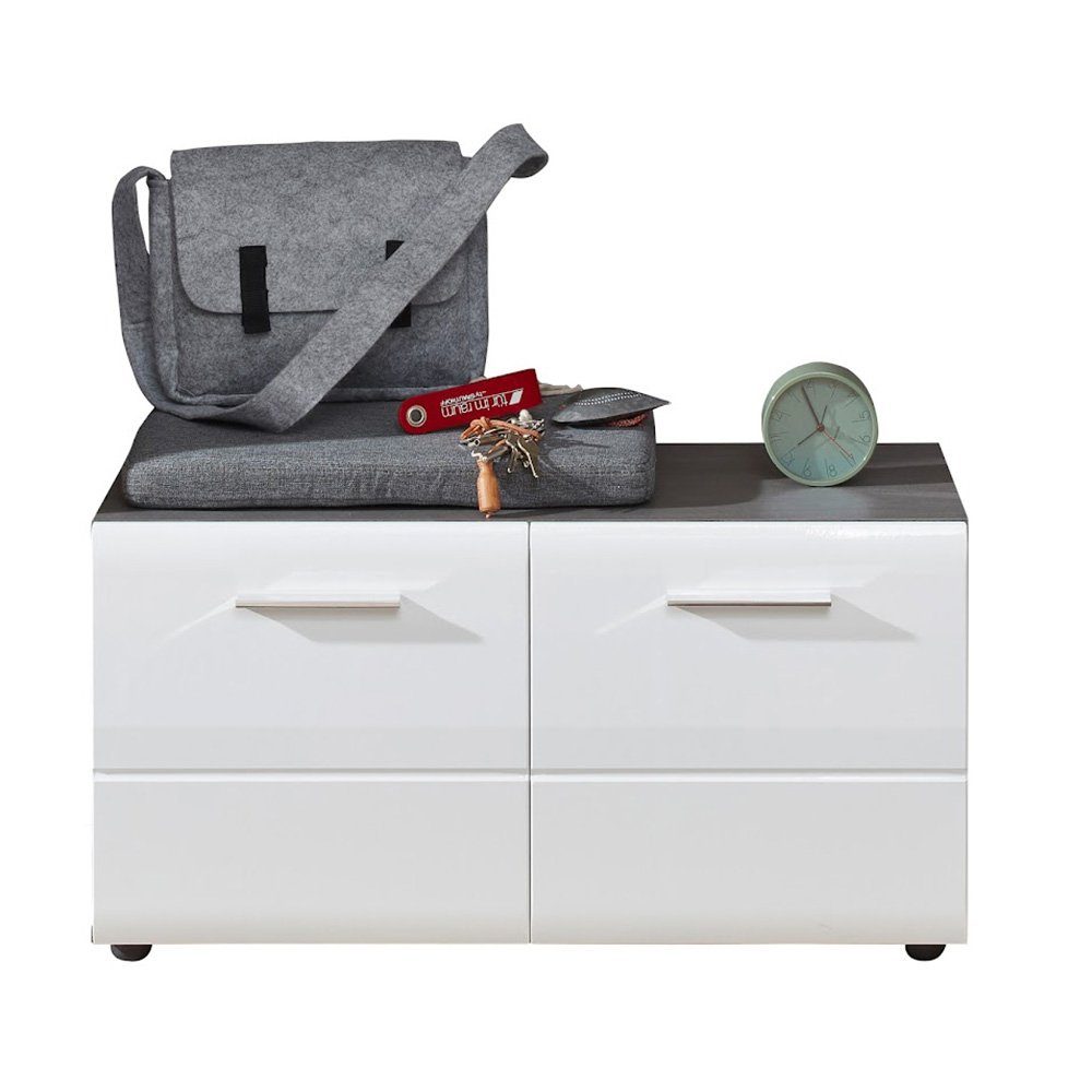 trendteam Sitzbank, Garderoben-Sitzbank Schuhbank Holzbank Schränkchen Weiß 80x41x35cm