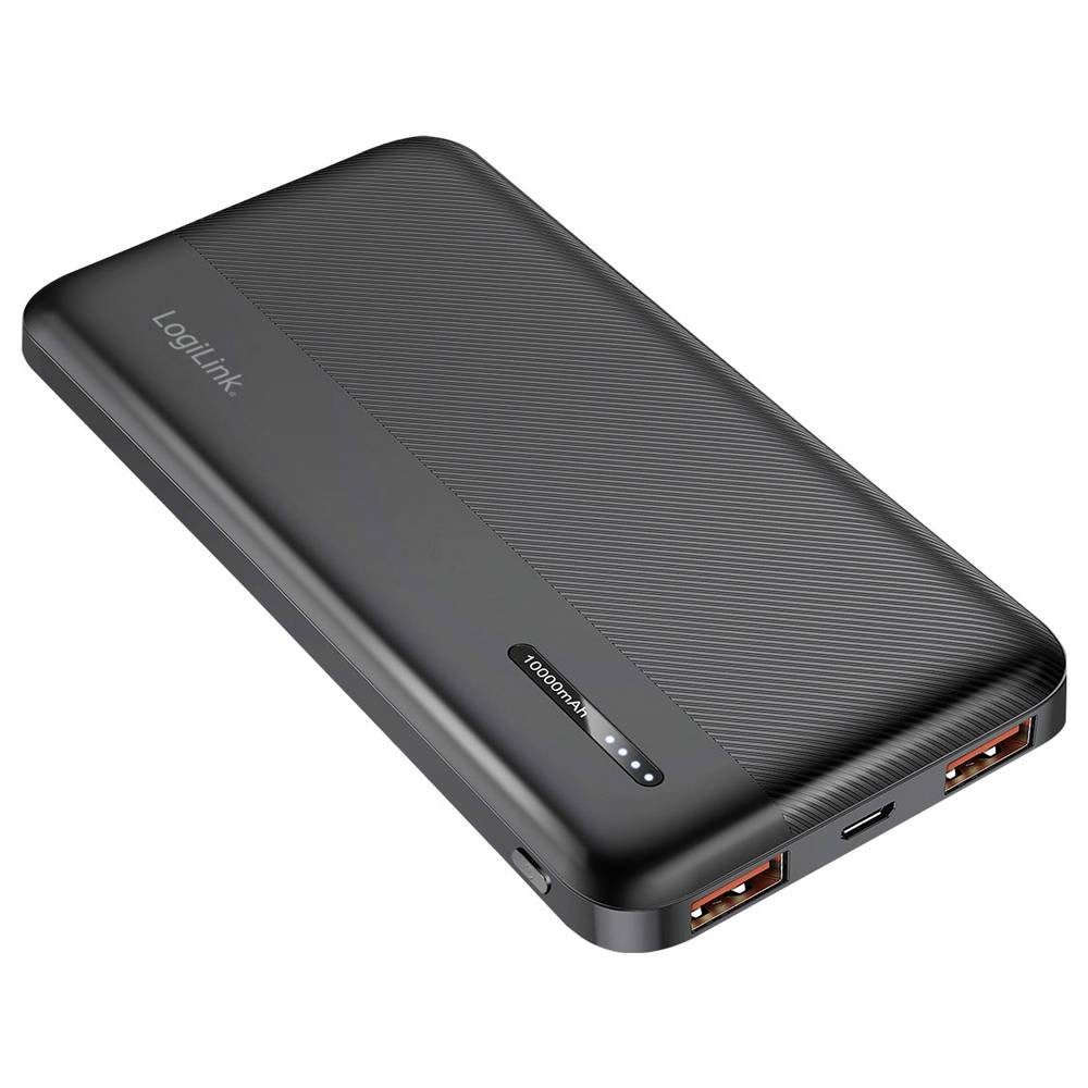 LogiLink PA0372 Powerbank 10000 mAh Fast Charge Li-Ion Schwarz Statusanzeige Powerbank