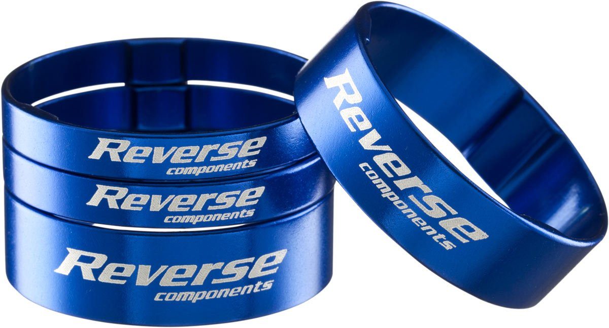 Reverse Lenkeradapter Reverse Alu Vorbau / SCS Spacer Set 1 1/8'' 2x 5mm 2x 10mm dunkel blau