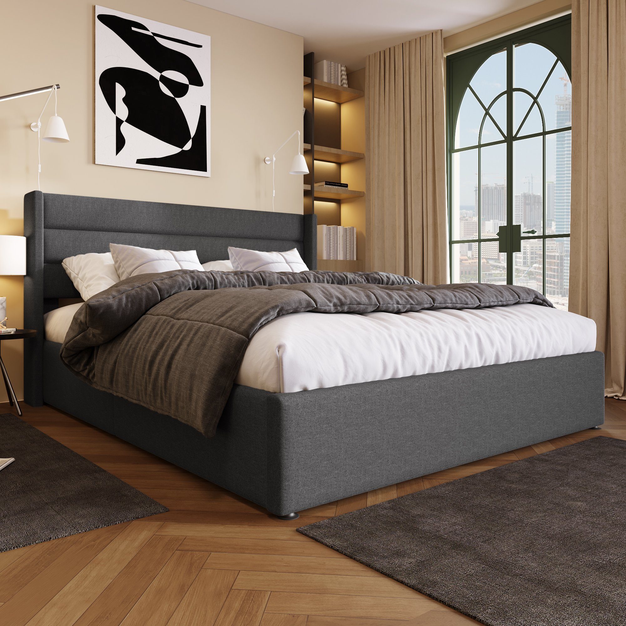 REDOM Polsterbett Stauraumbett Doppelbett (Bett Funktionsbett günstig online kaufen