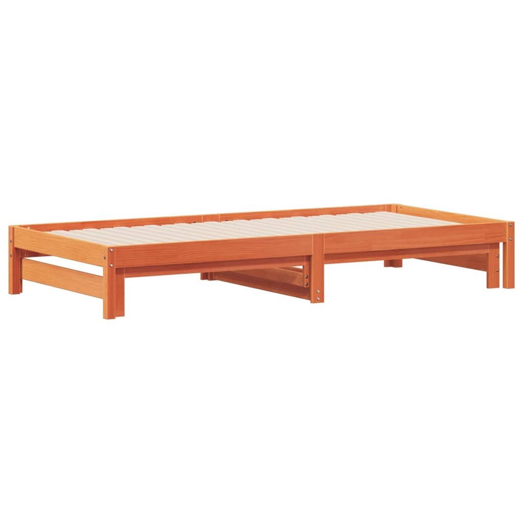 vidaXL Gästebett 90 x 200 cm Gästebett Tagesbett Ausziehbar Wachsbraun 90x200 cm Massiv