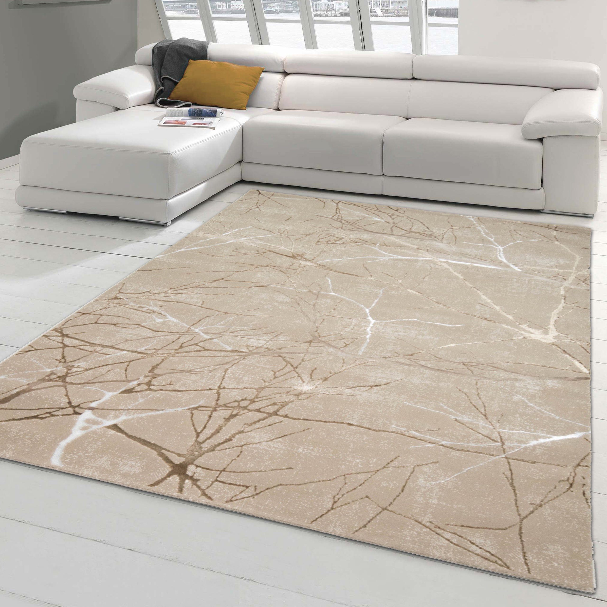Teppich Designer Teppich mit abstraktem glänzenden Ästemuster creme, Teppich-Traum, rechteckig, Höhe: 8 mm