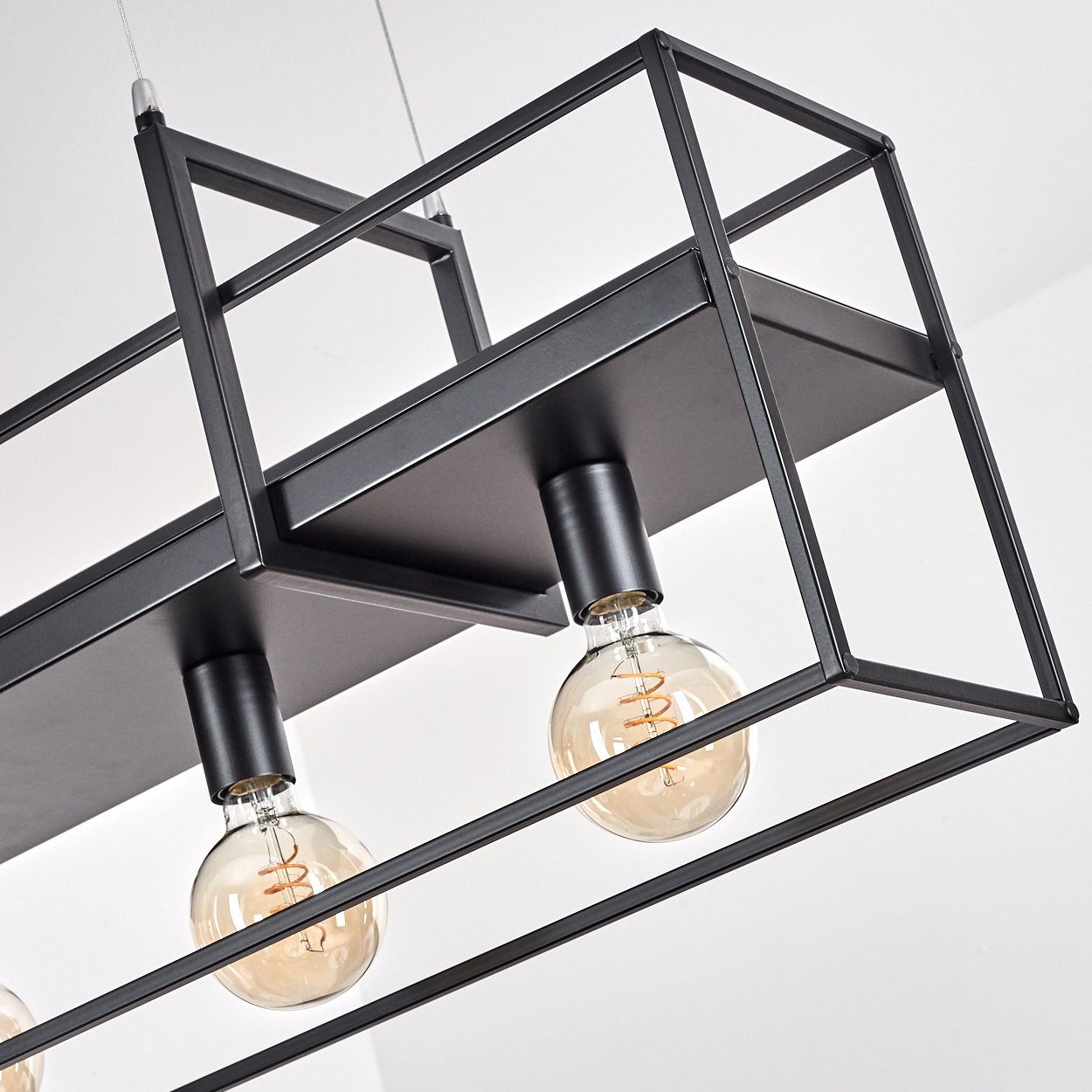 hofstein Pendelleuchte »Valfabbrica« moderne Hängelampe aus Metall in Schwarz, ohne Leuchtmittel, Hängeleuchte m. Schirm in Gitter-Optik als Ablagefläche, E27