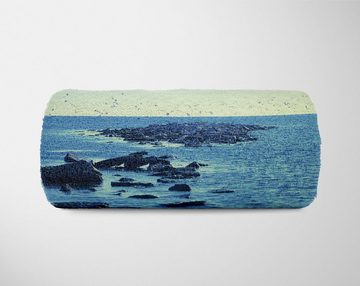 Sinus Art Handtücher Handtuch Strandhandtuch Saunatuch Kuscheldecke mit Fotomotiv Meer Steine Sterne, Baumwolle-Polyester-Mix (1-St), Handtuch
