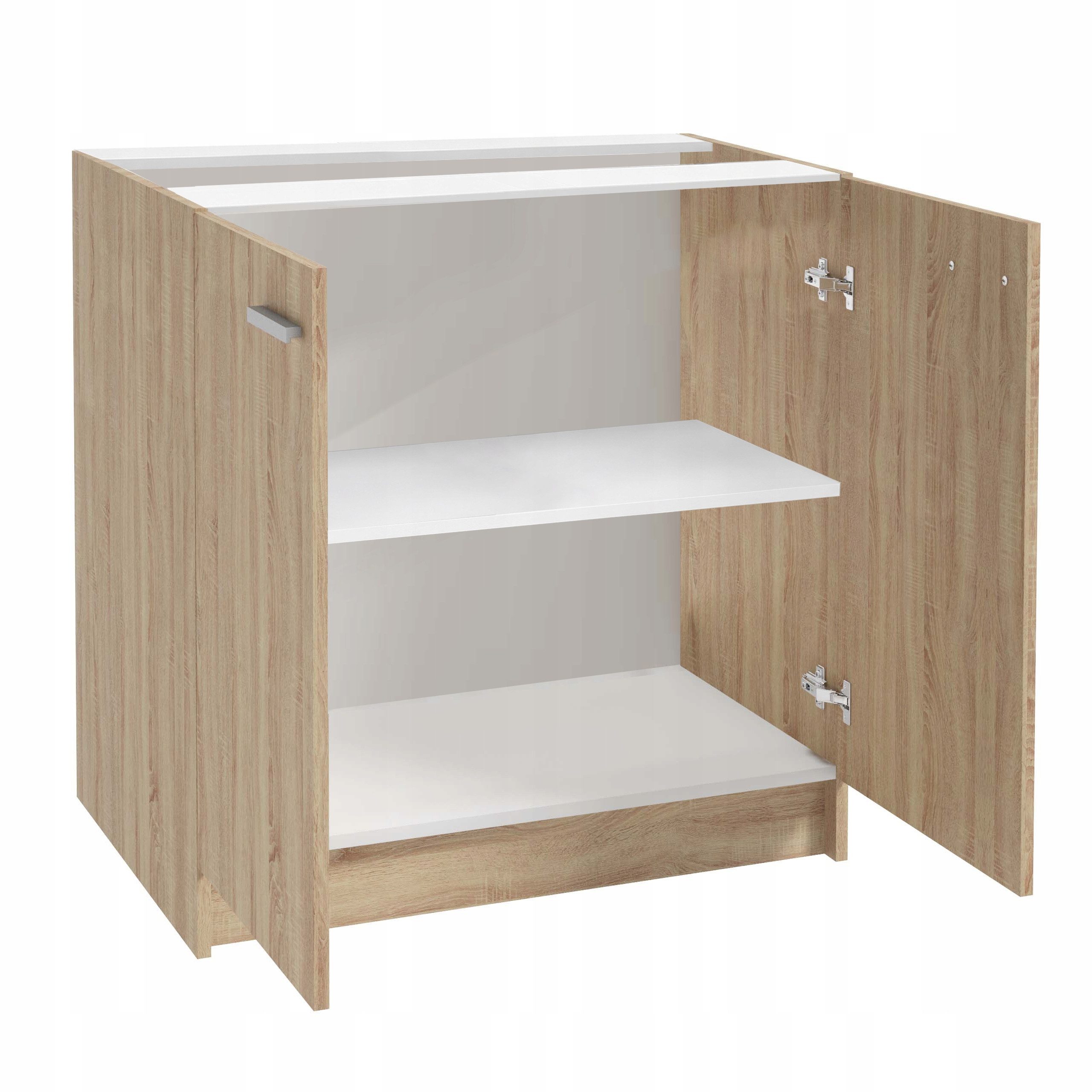 STAMAR Spülenschrank 80 cm Eiche Sonoma 2 Türen 82 cm hoch (Unterschrank Küche kompakt platzsparend Holzoptik Laminat, 1-St., 80x82x49 cm Sperrholz 16 mm verchr – Bild 3 von 5