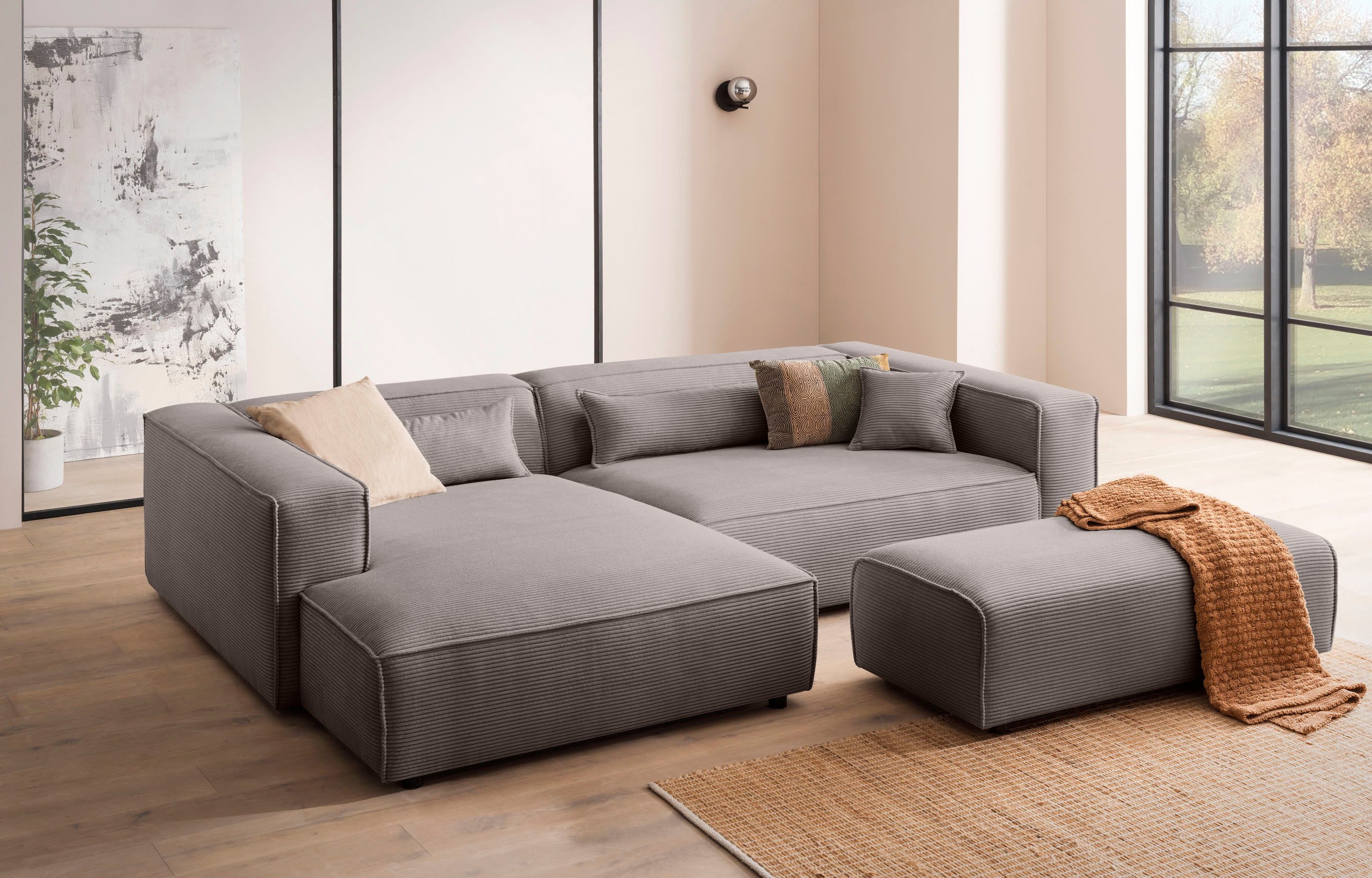 LeGer Home by Lena Gercke Ecksofa PIARA XXL, L-Form, Schlaffunktion, Cord, günstig online kaufen