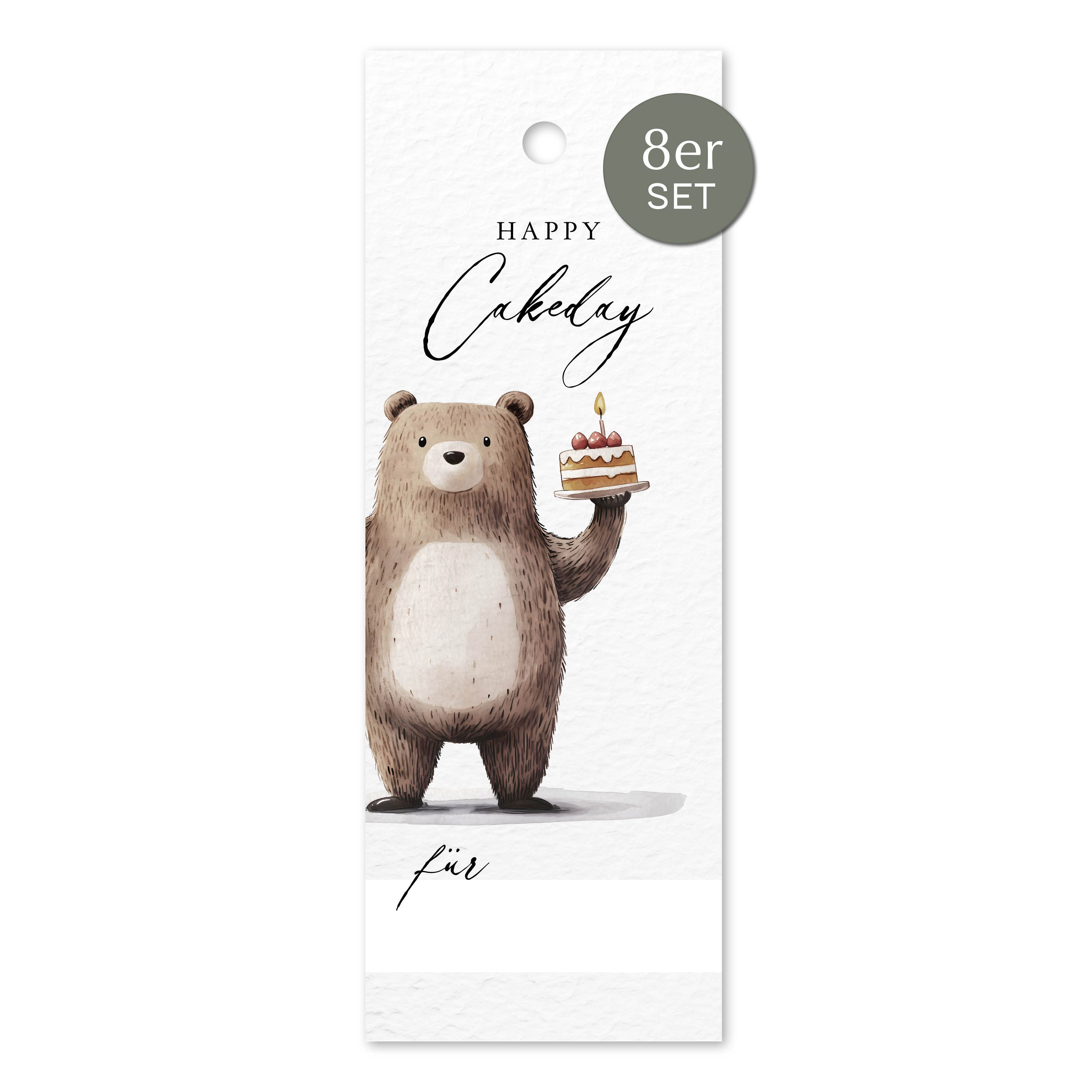 Dekohänger "Happy Cakeday" mit Aquarellmotiv Bär