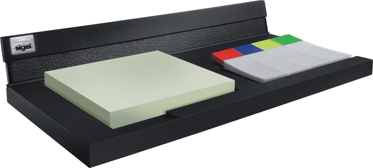 Sigel Tischaufsatz Memocenter cintano : S saphirschwarzes Lederimitat B20x T3,6x H10cm