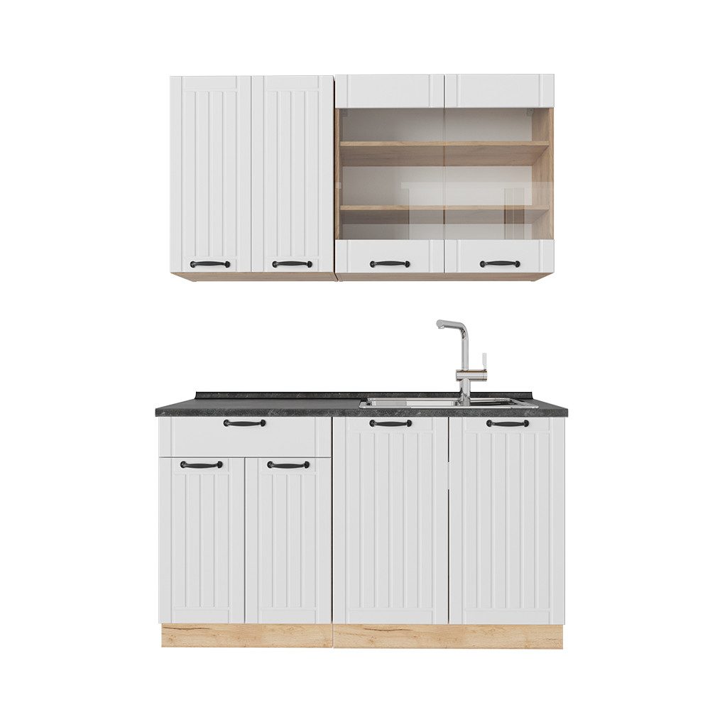 Vicco Küchenzeile Fame-Line, Weiß Landhaus/Goldkraft Eiche, günstig online kaufen