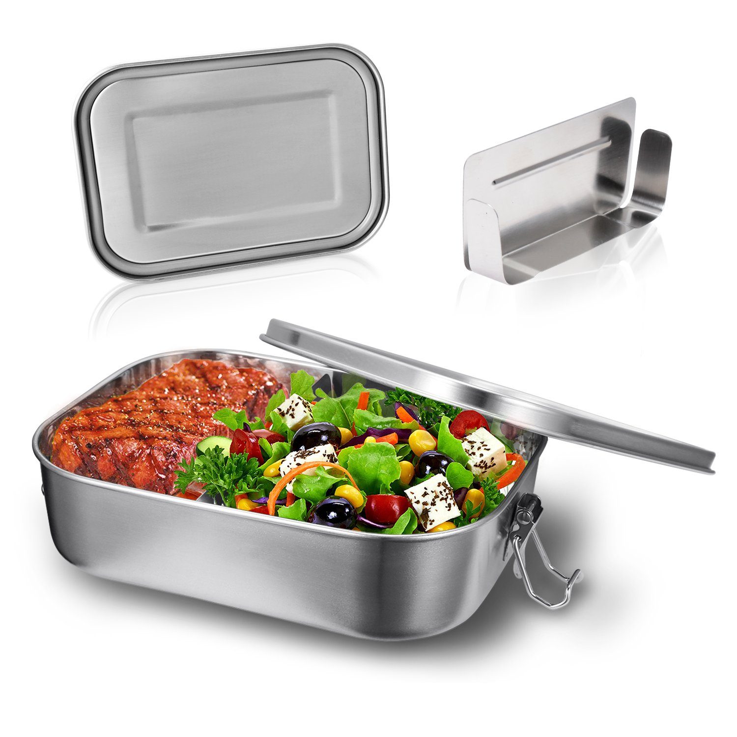 TolleTour Lunchbox Edelstahl Brotdose - Nachhaltige Lunchbox für Büro Schule Picknick Silber 800ml