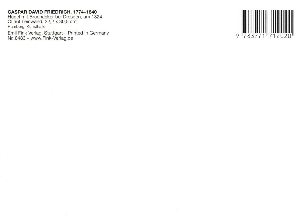 Thumbnail - Postkarte Kunstkarte Caspar David Friedrich "Hügel mit Bruchacker bei Dresden"