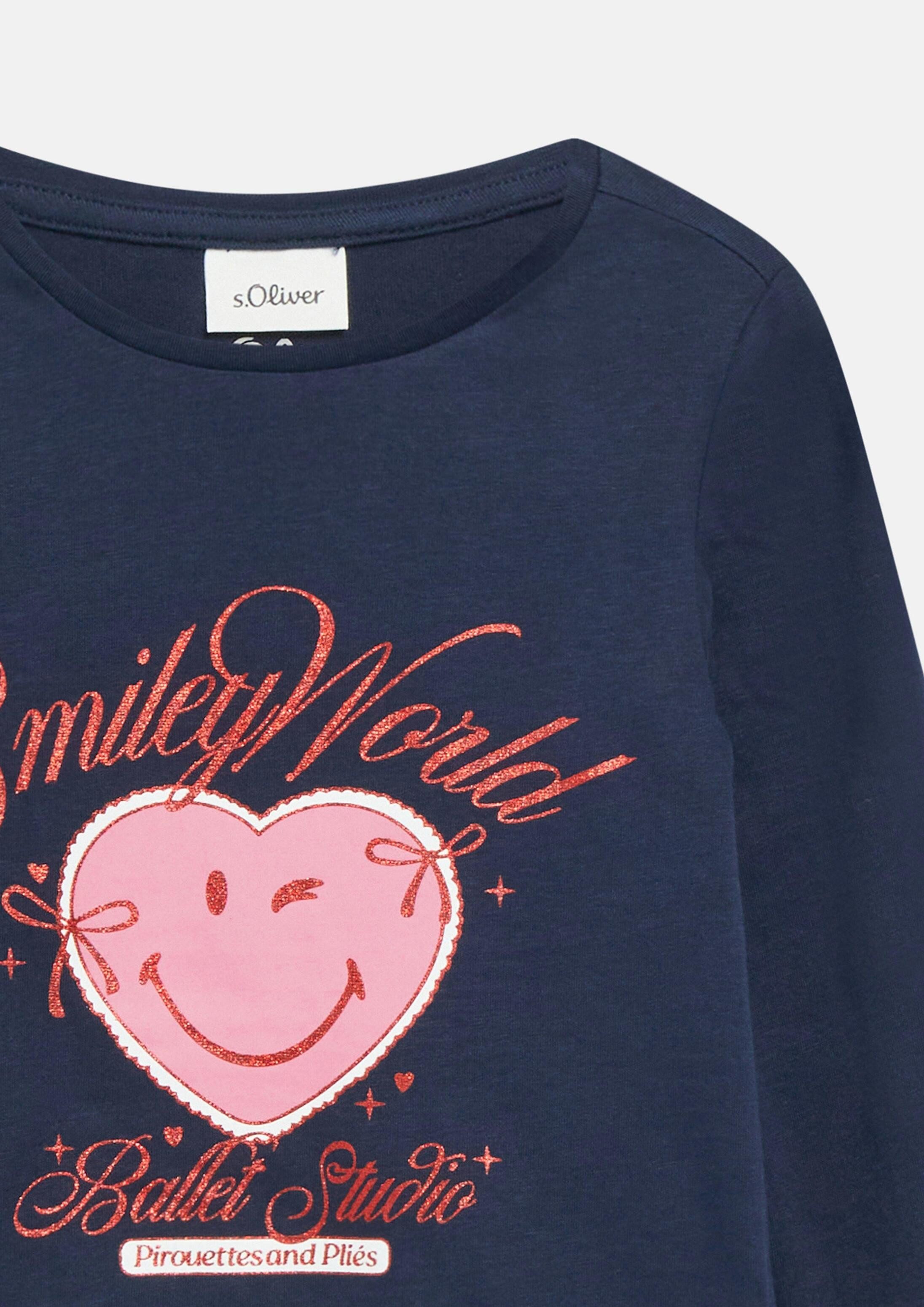 s.Oliver Langarmshirt T-Shirt Smiley® T-Shirt mit Glitzerprint – Bild 4 von 4