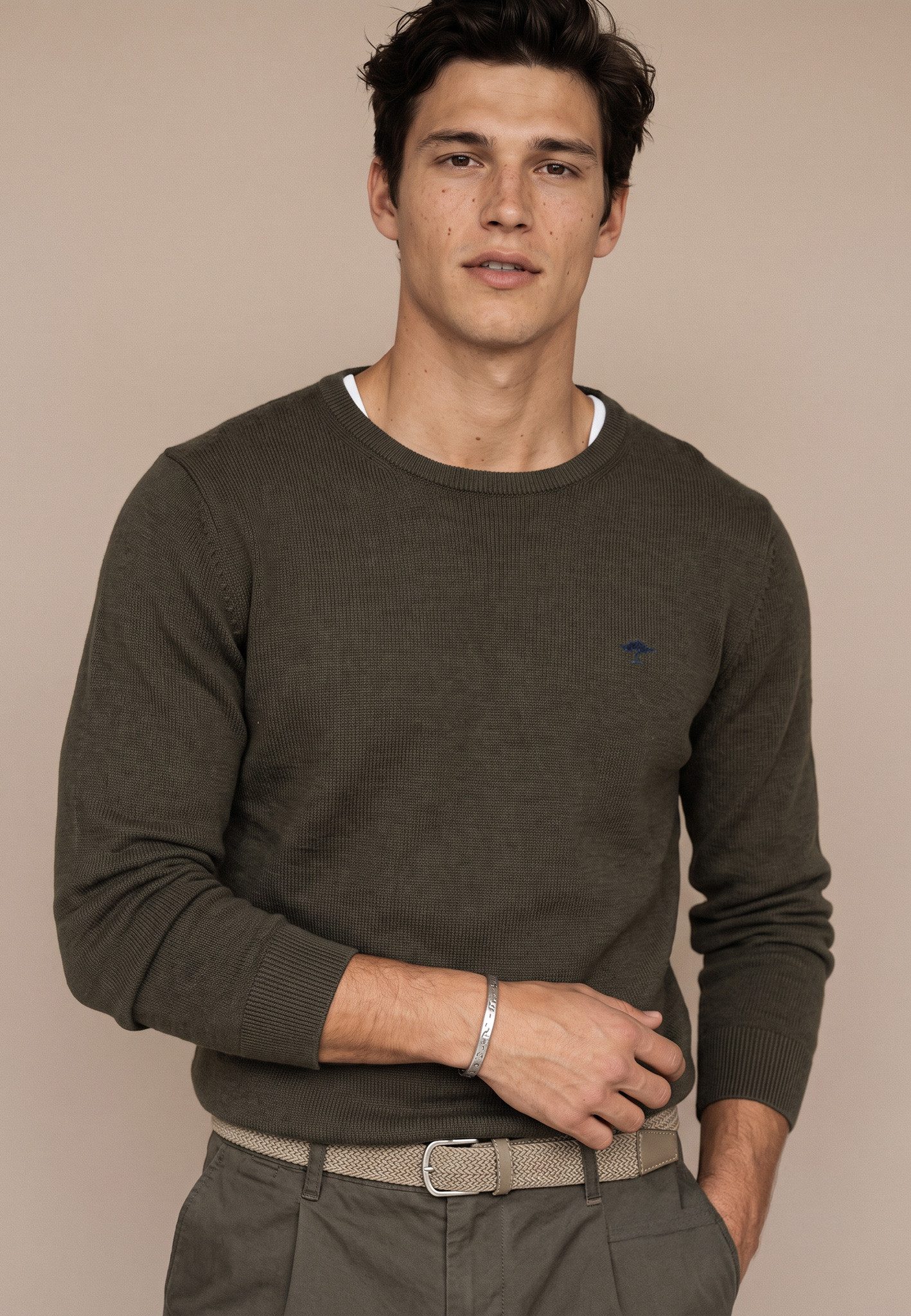 FYNCH-HATTON Strickpullover mit Logo-Stickerei